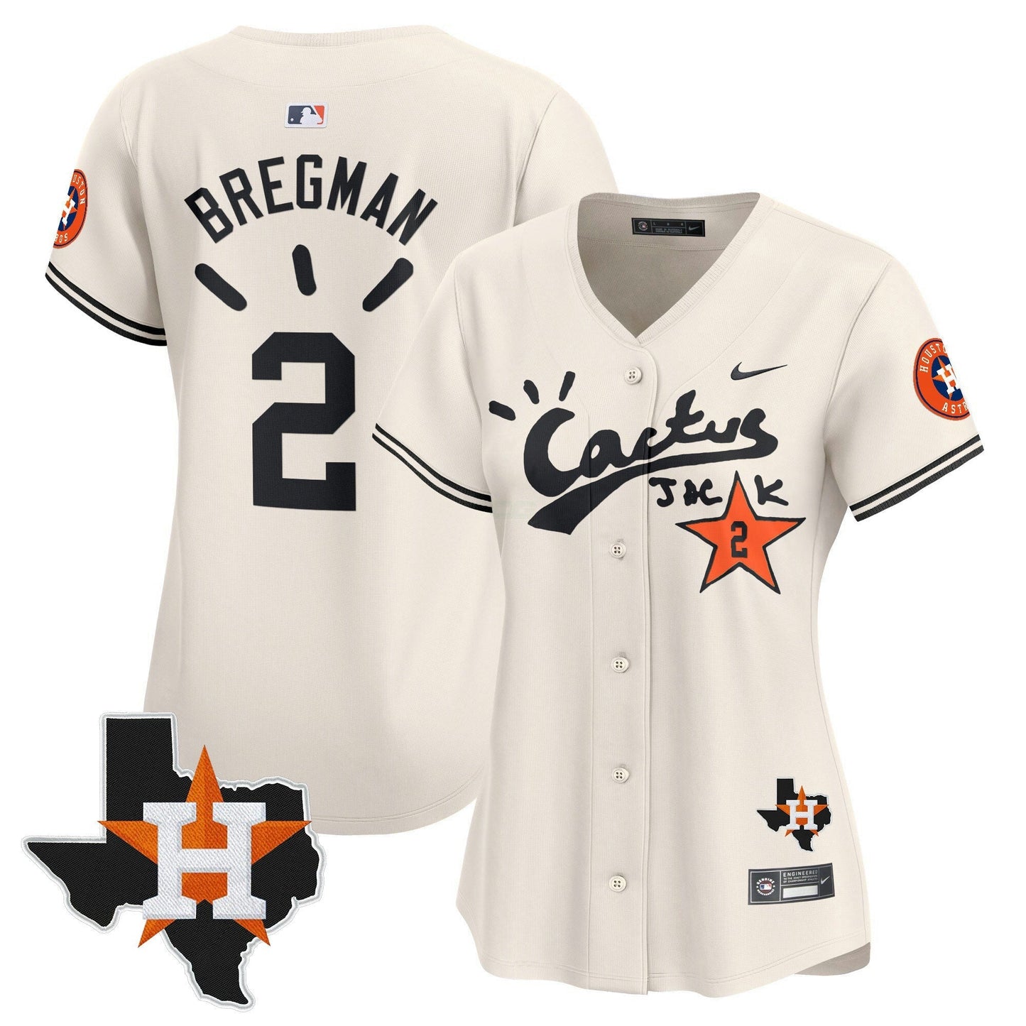 Camisa MLB Women’s Houston Cactus Jack Patch Vapor Premier Limited Jersey V10 – Stitched