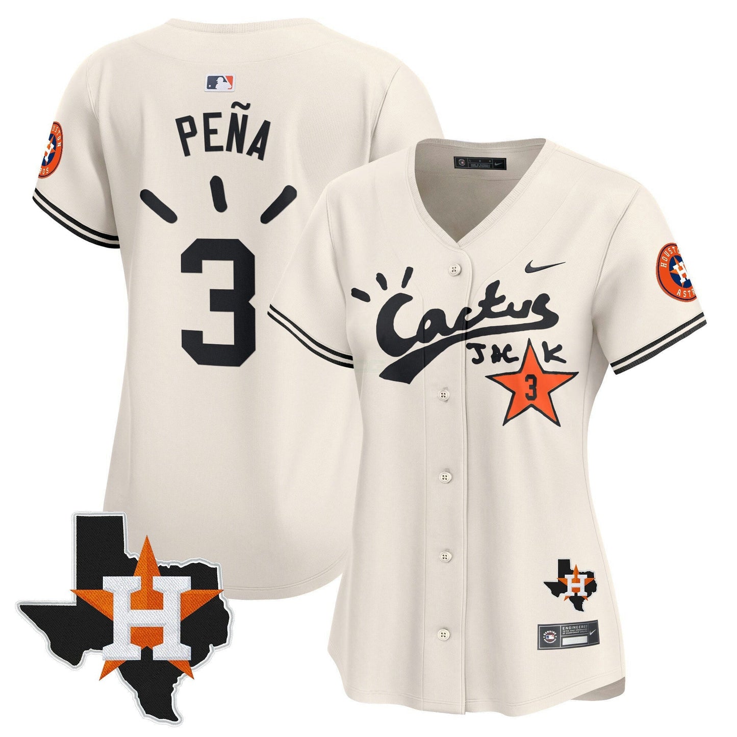 Camisa MLB Women’s Houston Cactus Jack Patch Vapor Premier Limited Jersey V10 – Stitched