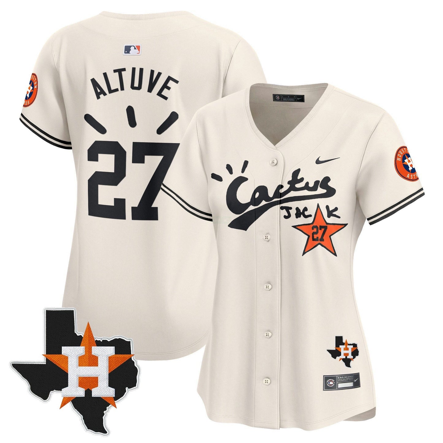 Camisa MLB Women’s Houston Cactus Jack Patch Vapor Premier Limited Jersey V10 – Stitched