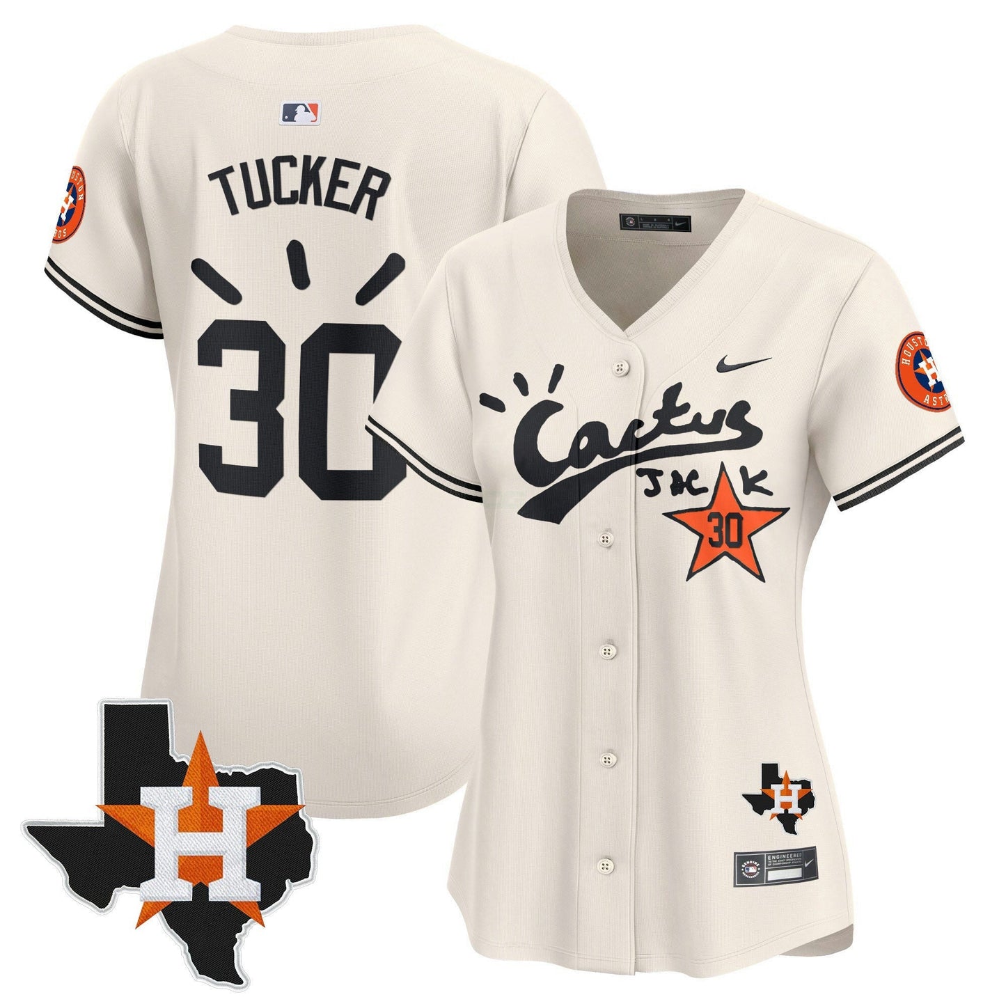Camisa MLB Women’s Houston Cactus Jack Patch Vapor Premier Limited Jersey V10 – Stitched