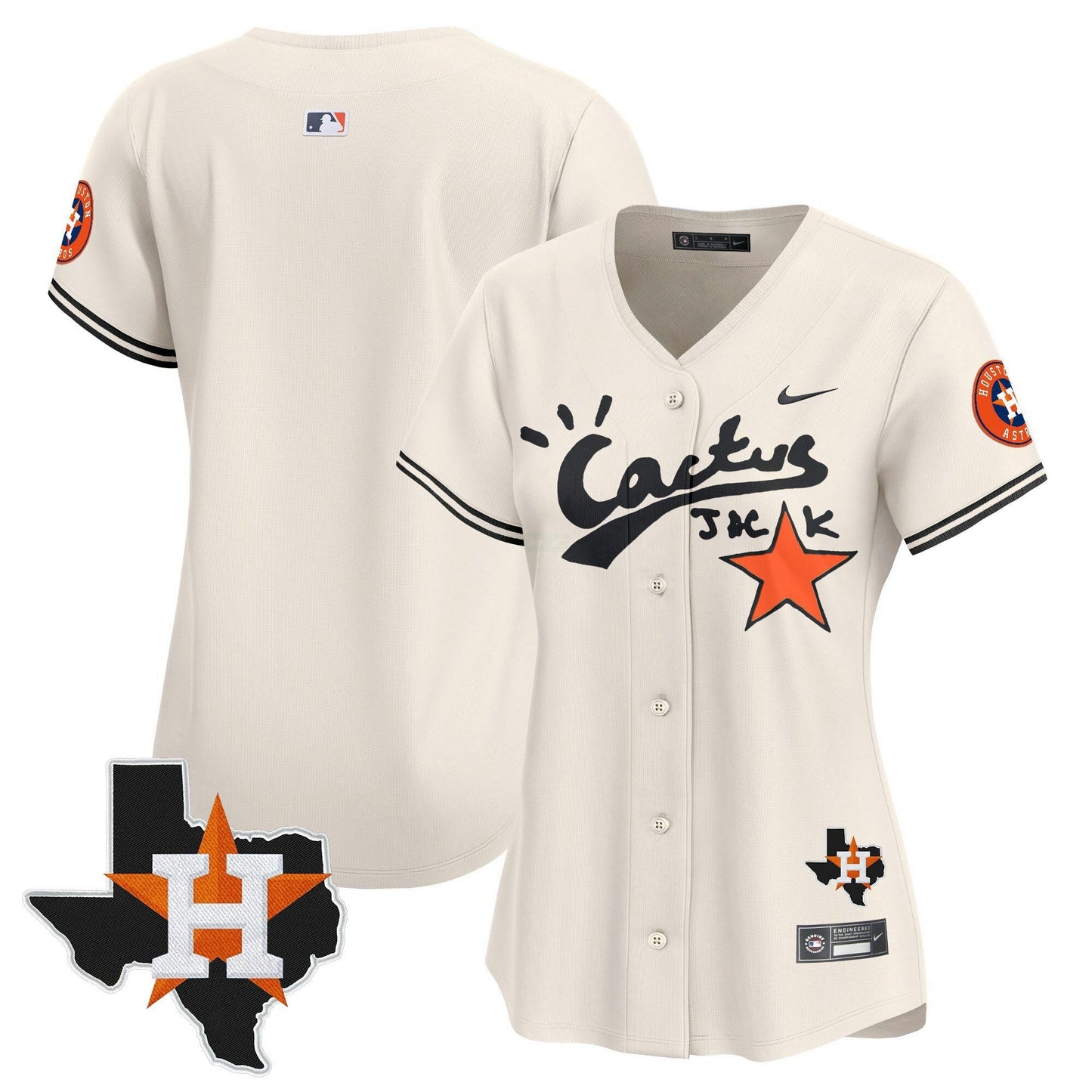 Camisa MLB Women’s Houston Cactus Jack Patch Vapor Premier Limited Jersey V10 – Stitched