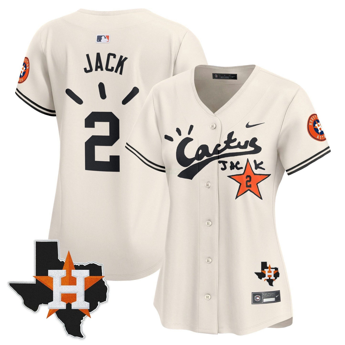 Camisa MLB Women’s Houston Cactus Jack Patch Vapor Premier Limited Jersey V10 – Stitched