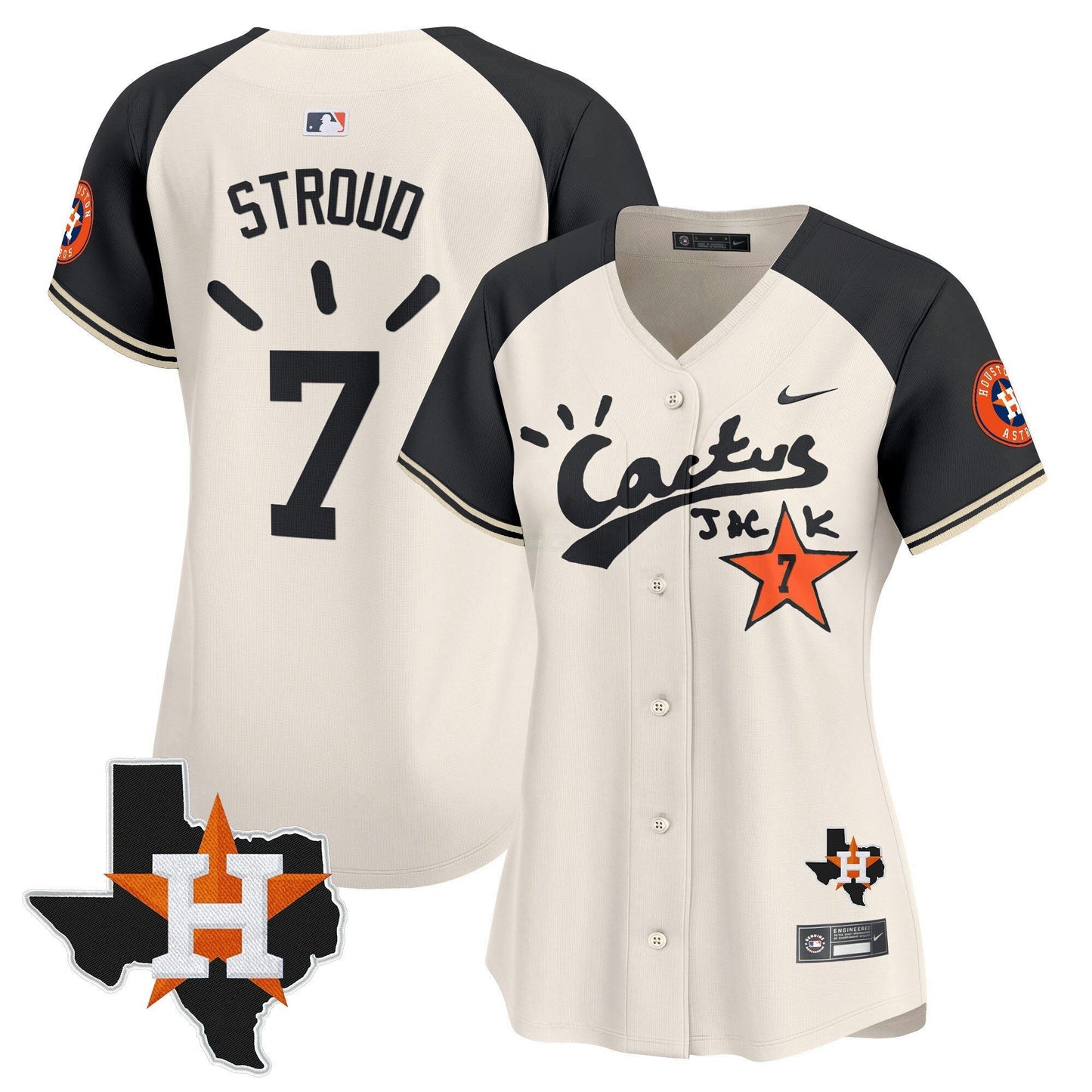 Camisa MLB Women’s Houston Cactus Jack Patch Vapor Premier Limited Jersey V10 – Stitched