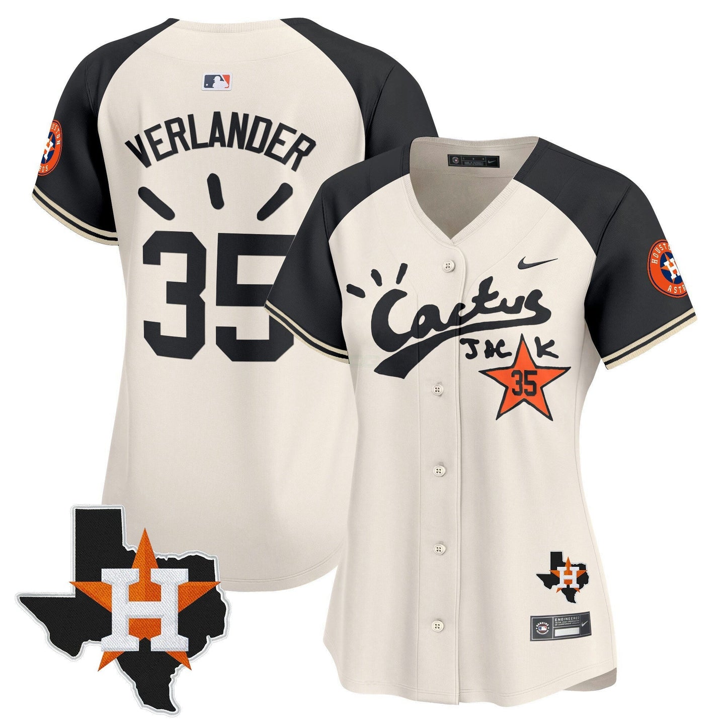 Camisa MLB Women’s Houston Cactus Jack Patch Vapor Premier Limited Jersey V10 – Stitched