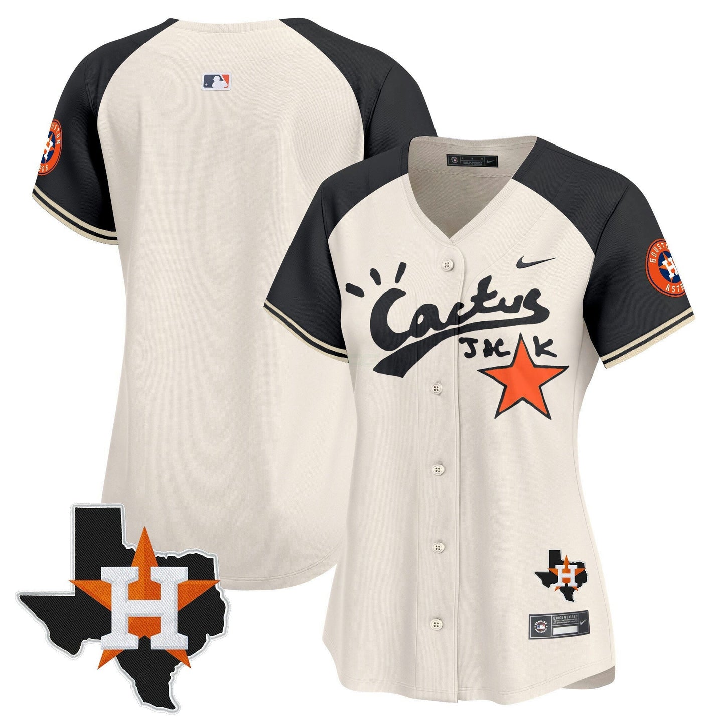 Camisa MLB Women’s Houston Cactus Jack Patch Vapor Premier Limited Jersey V10 – Stitched