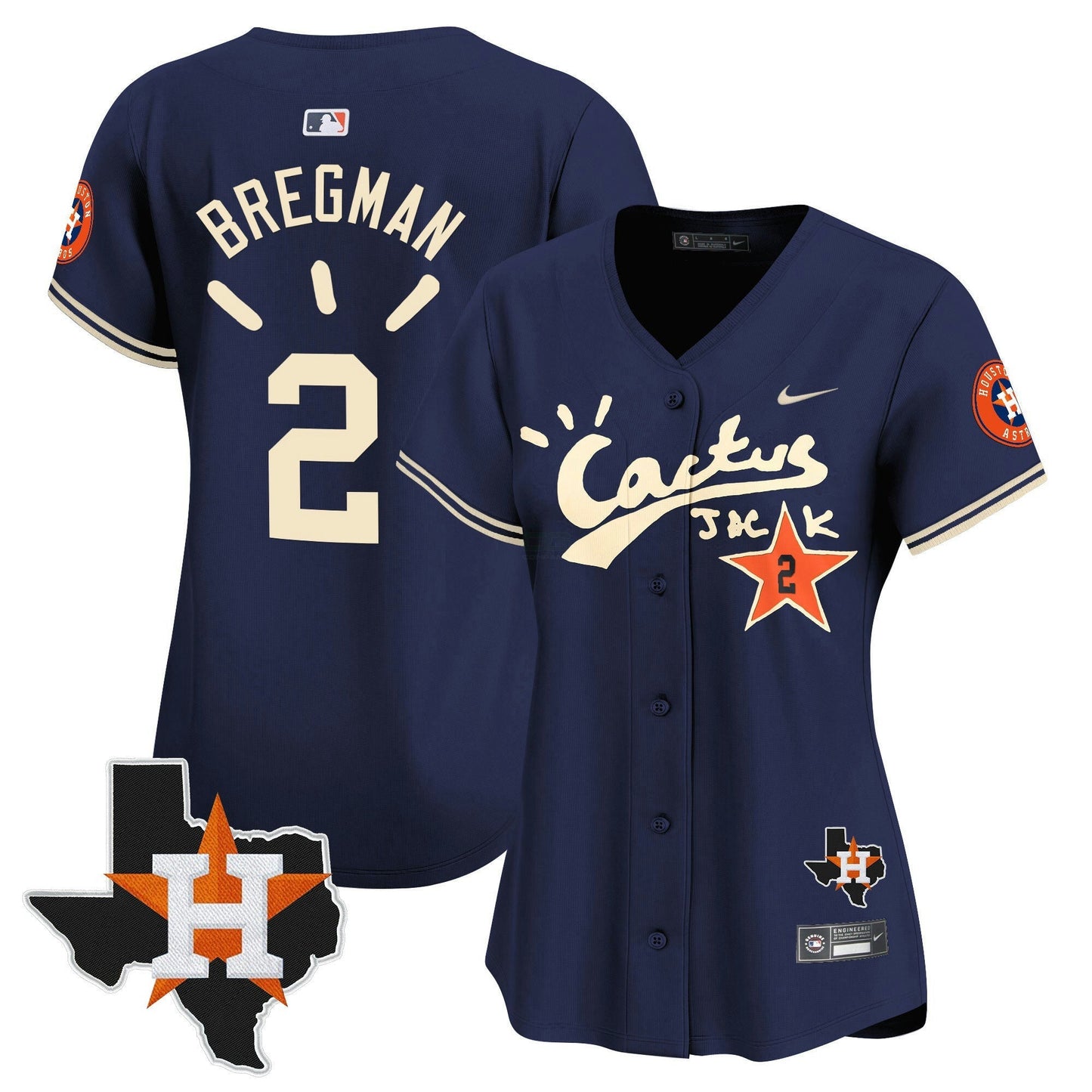 Camisa MLB Women’s Houston Cactus Jack Patch Vapor Premier Limited Jersey V10 – Stitched