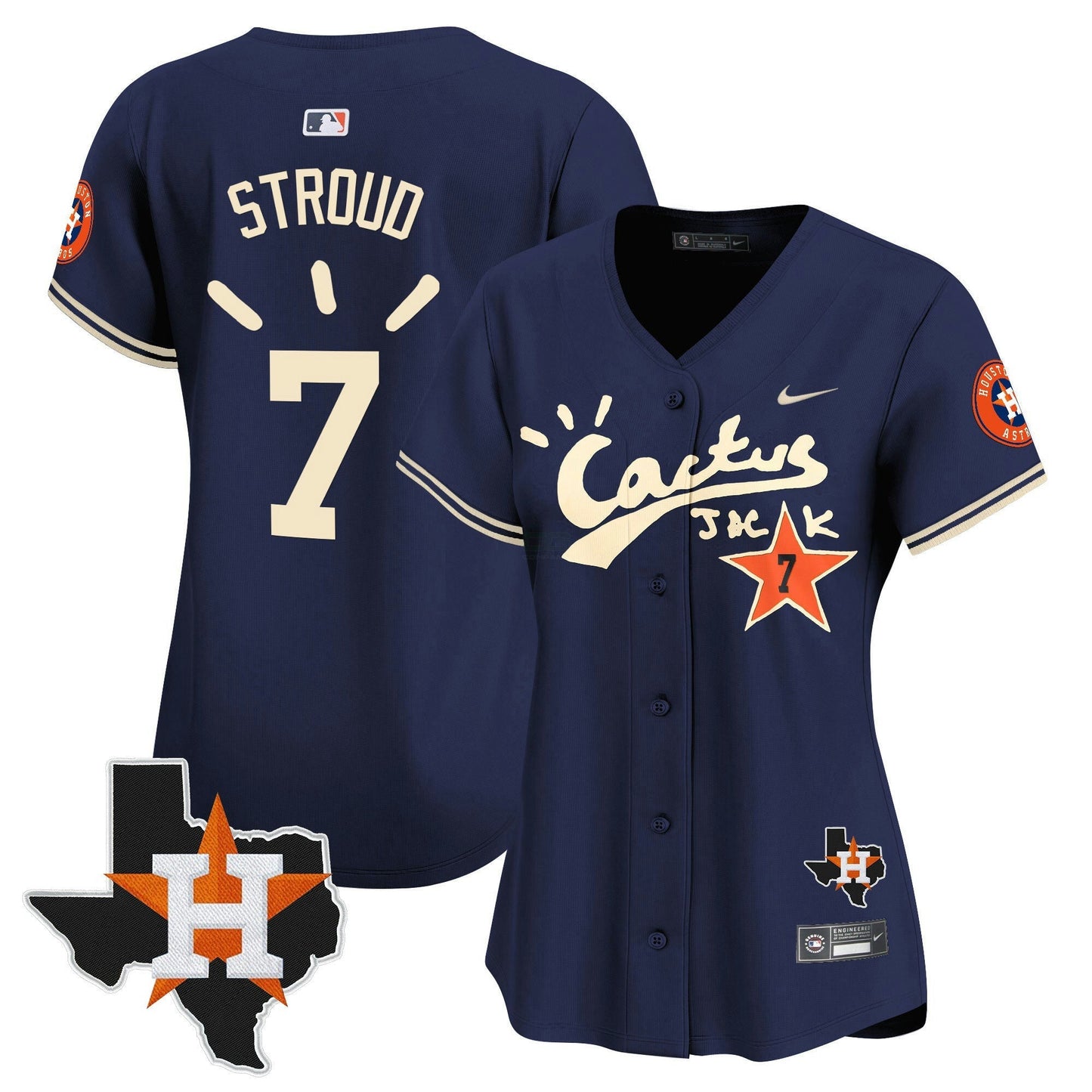 Camisa MLB Women’s Houston Cactus Jack Patch Vapor Premier Limited Jersey V10 – Stitched