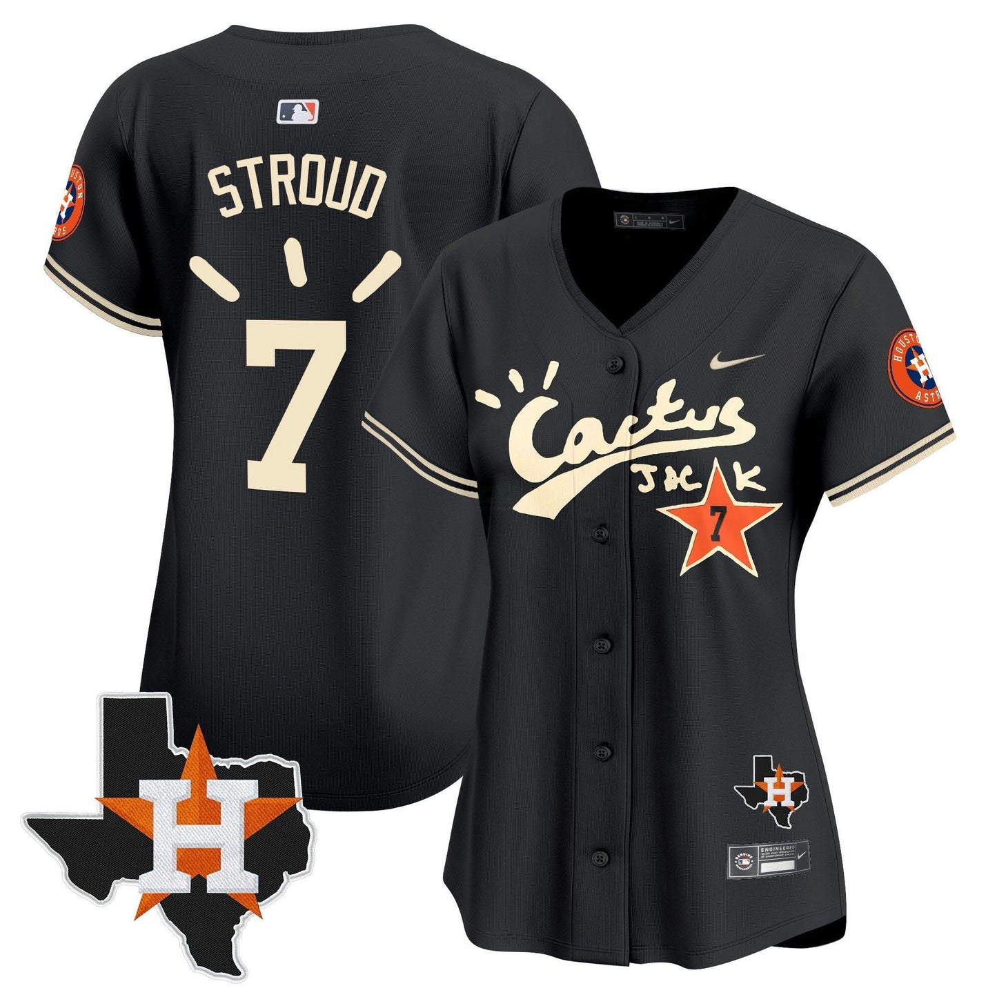 Camisa MLB Women’s Houston Cactus Jack Patch Vapor Premier Limited Jersey V10 – Stitched