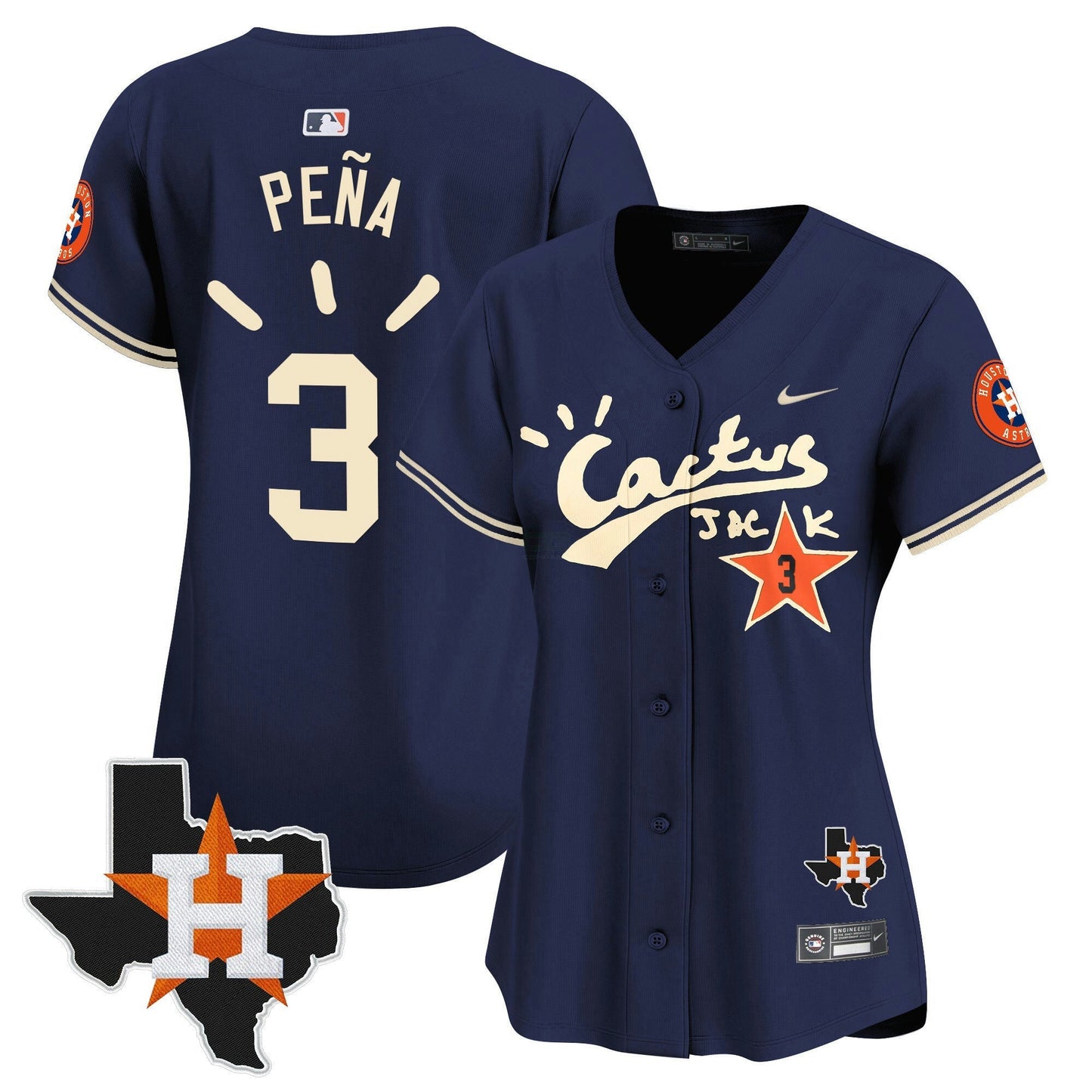 Camisa MLB Women’s Houston Cactus Jack Patch Vapor Premier Limited Jersey V10 – Stitched
