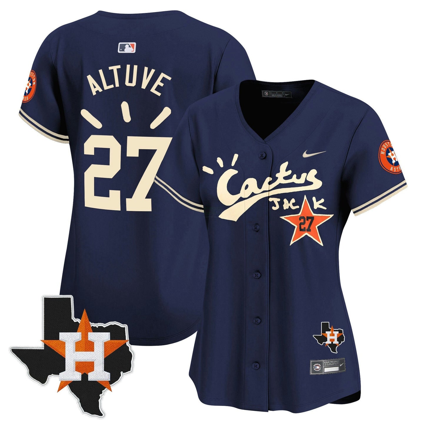 Camisa MLB Women’s Houston Cactus Jack Patch Vapor Premier Limited Jersey V10 – Stitched