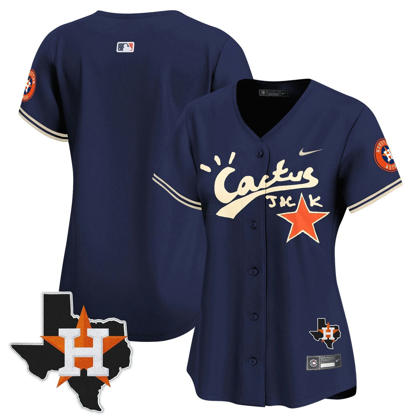 Camisa MLB Women’s Houston Cactus Jack Patch Vapor Premier Limited Jersey V10 – Stitched