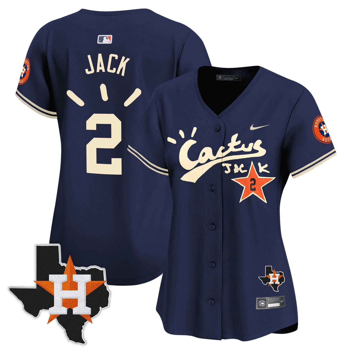 Camisa MLB Women’s Houston Cactus Jack Patch Vapor Premier Limited Jersey V10 – Stitched
