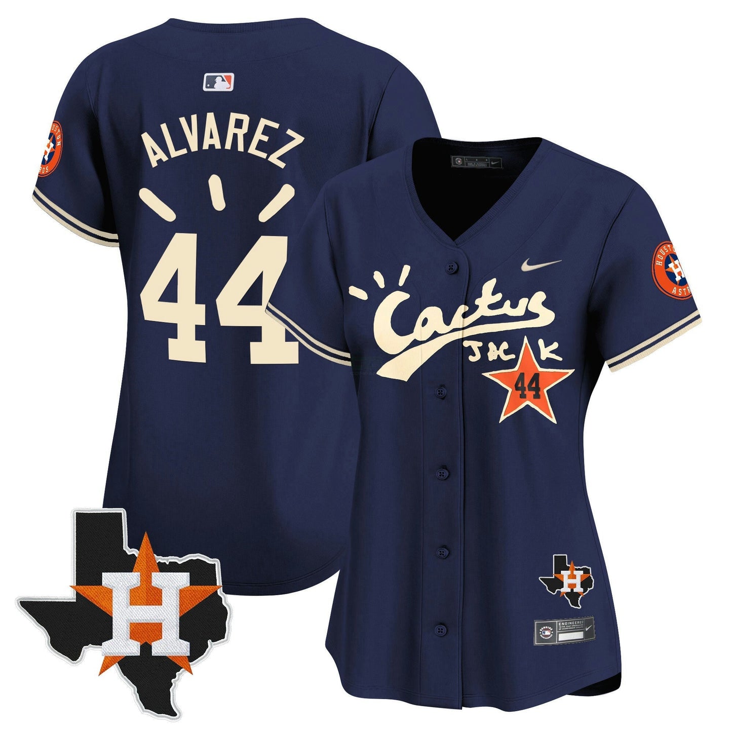 Camisa MLB Women’s Houston Cactus Jack Patch Vapor Premier Limited Jersey V10 – Stitched