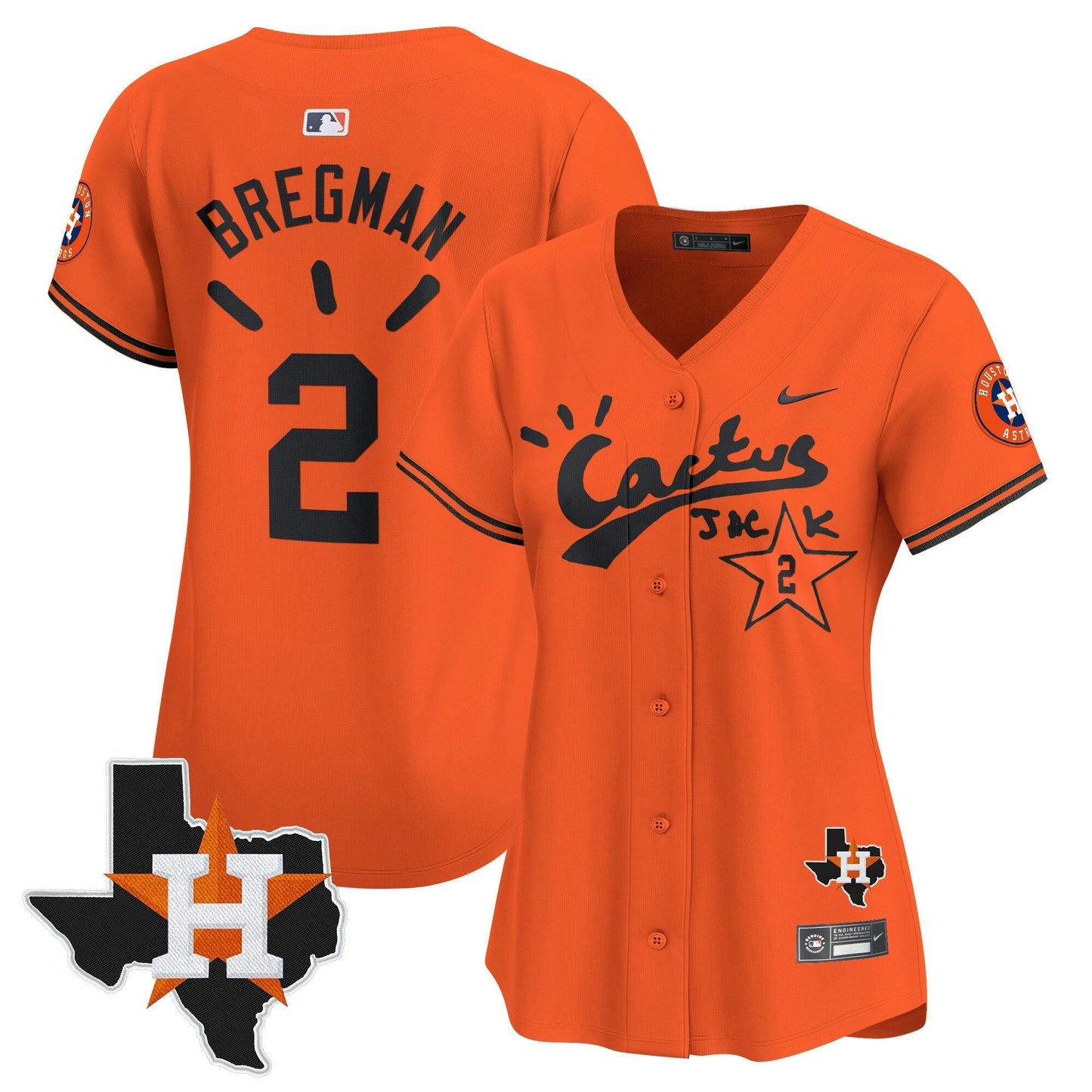 Camisa MLB Women’s Houston Cactus Jack Patch Vapor Premier Limited Jersey V10 – Stitched