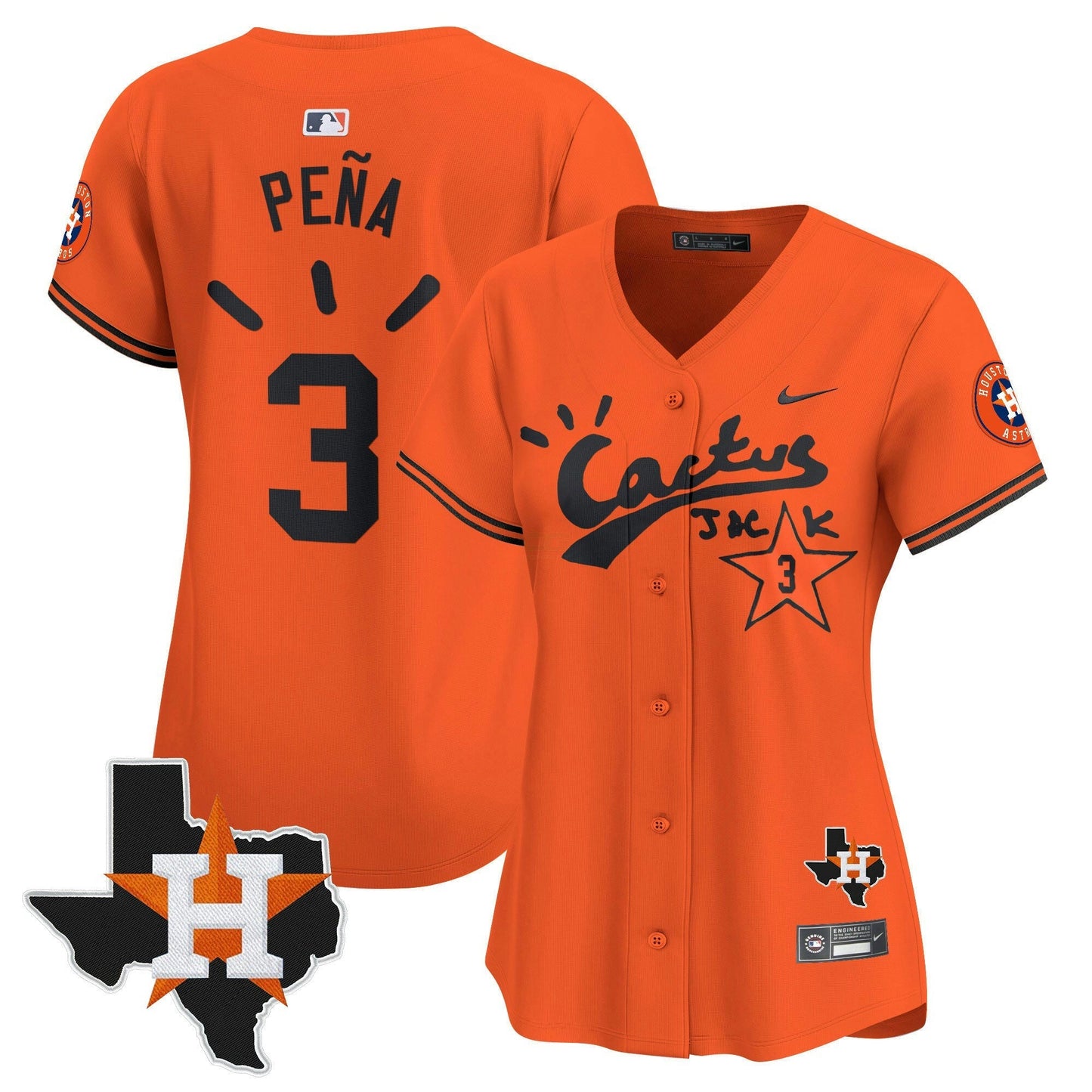 Camisa MLB Women’s Houston Cactus Jack Patch Vapor Premier Limited Jersey V10 – Stitched