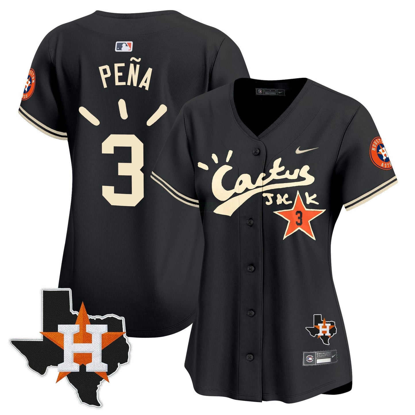 Camisa MLB Women’s Houston Cactus Jack Patch Vapor Premier Limited Jersey V10 – Stitched