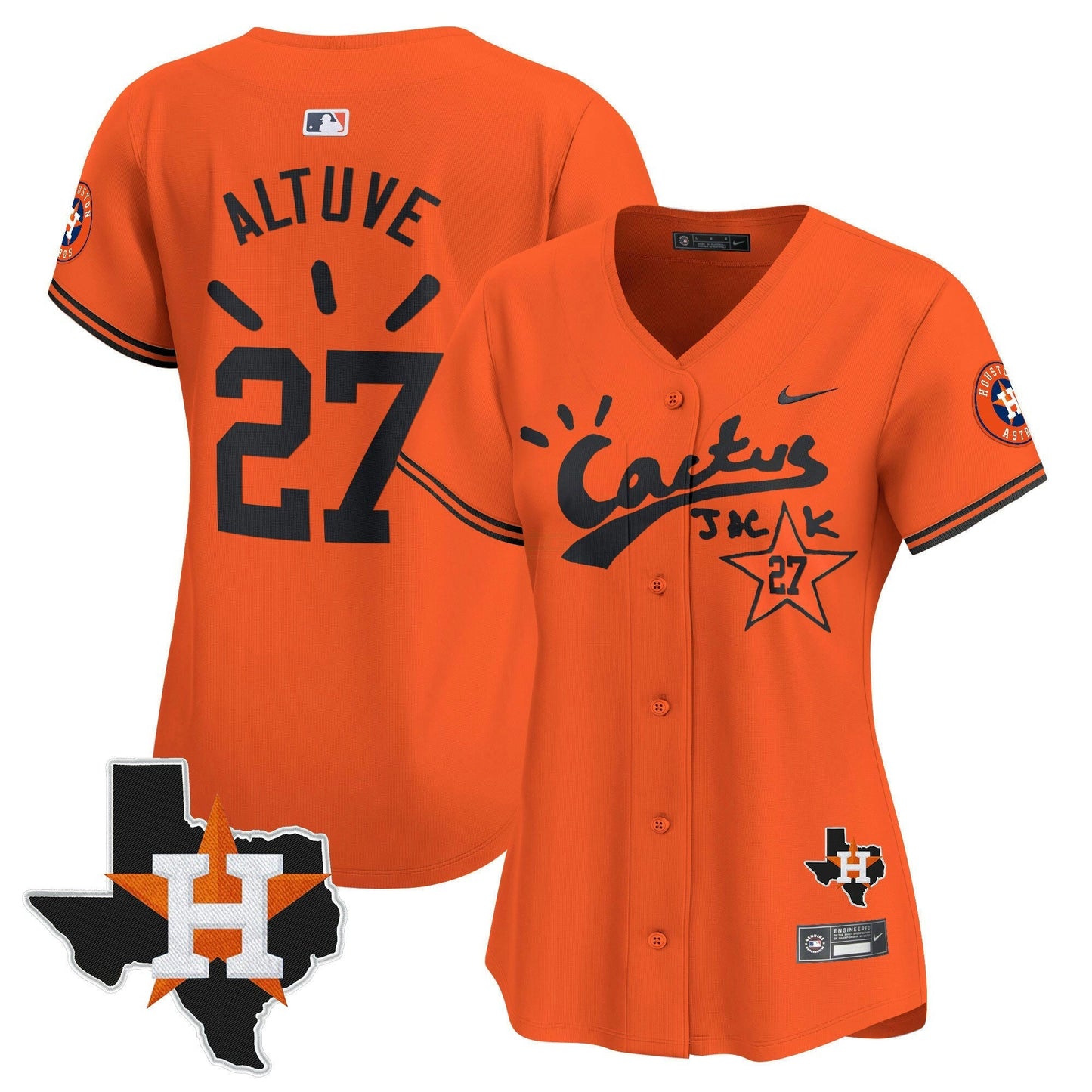 Camisa MLB Women’s Houston Cactus Jack Patch Vapor Premier Limited Jersey V10 – Stitched