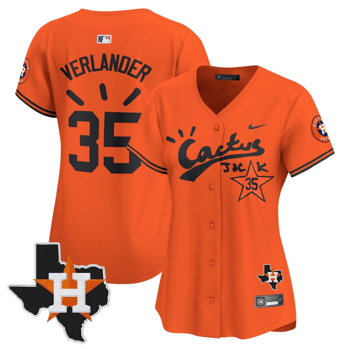 Camisa MLB Women’s Houston Cactus Jack Patch Vapor Premier Limited Jersey V10 – Stitched