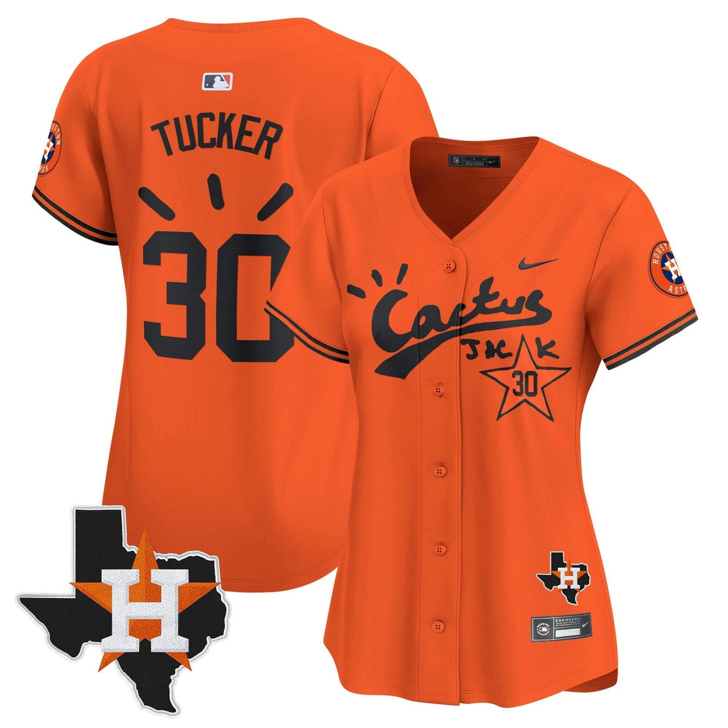 Camisa MLB Women’s Houston Cactus Jack Patch Vapor Premier Limited Jersey V10 – Stitched