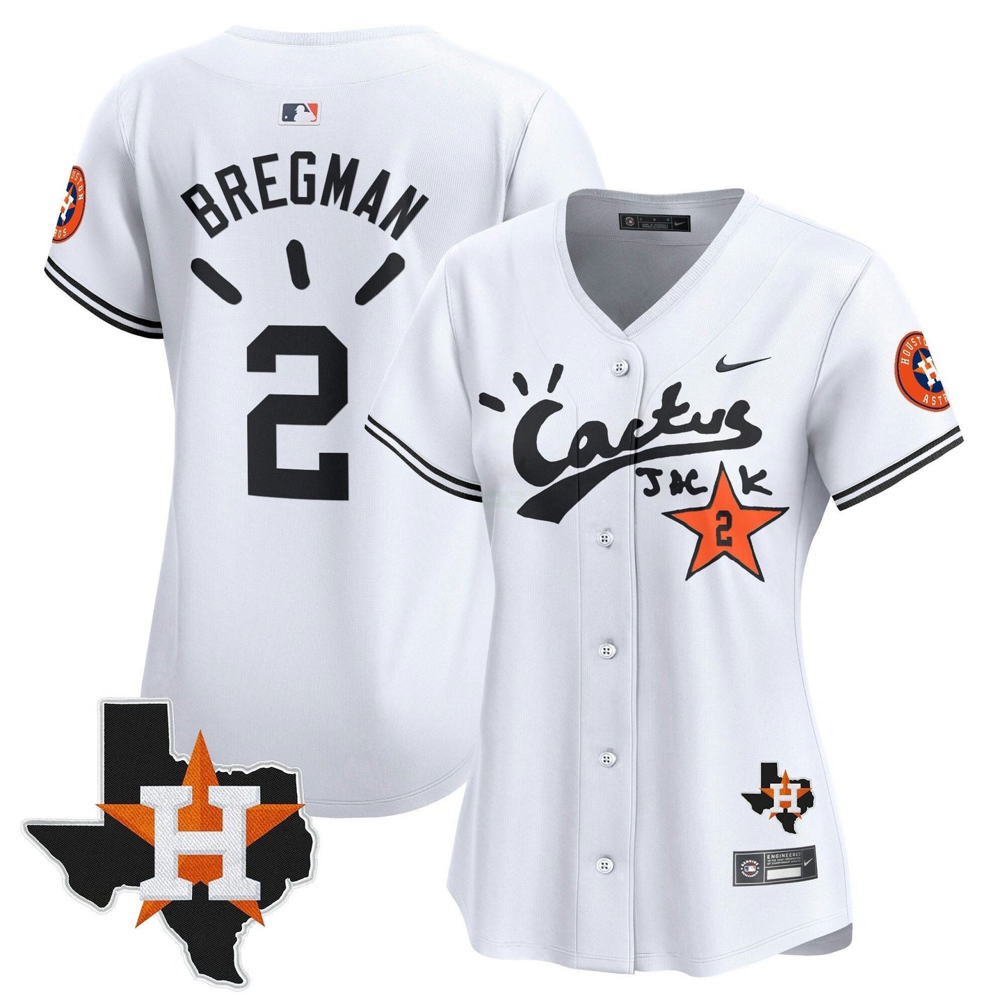 Camisa MLB Women’s Houston Cactus Jack Patch Vapor Premier Limited Jersey V10 – Stitched