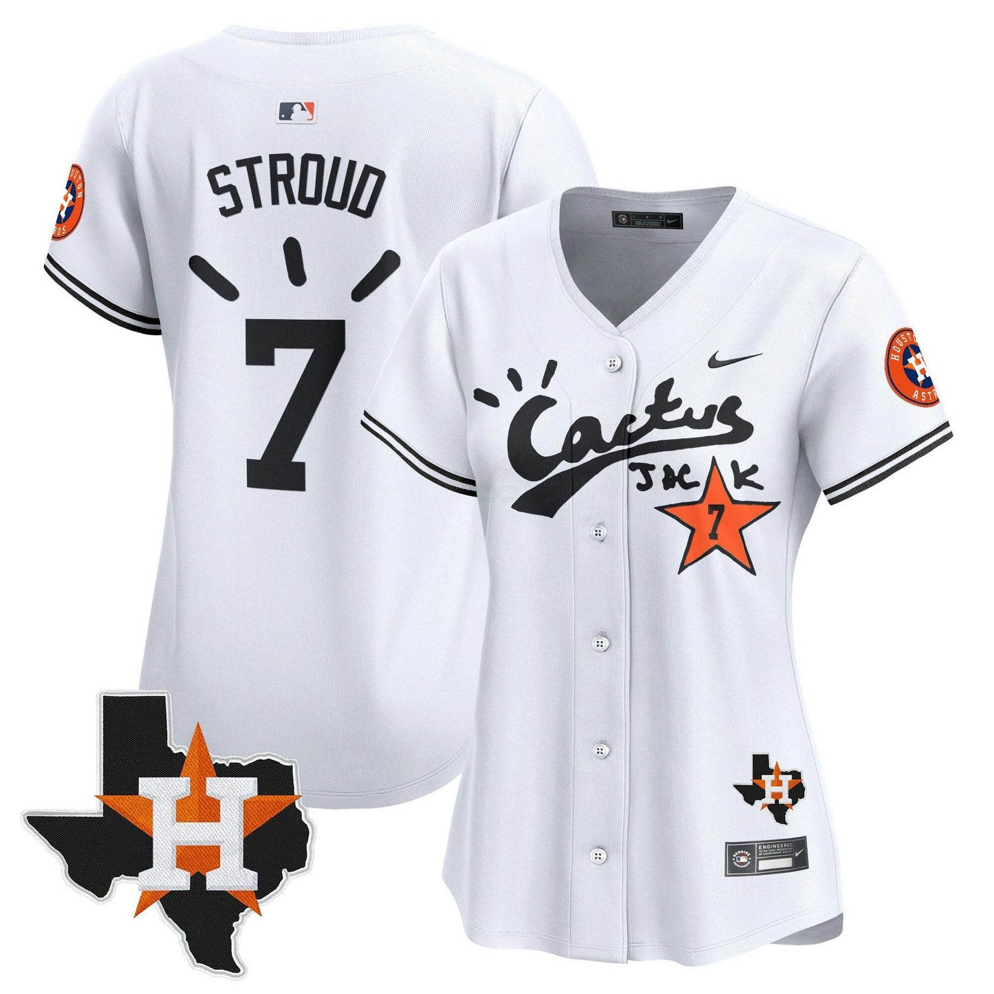 Camisa MLB Women’s Houston Cactus Jack Patch Vapor Premier Limited Jersey V10 – Stitched