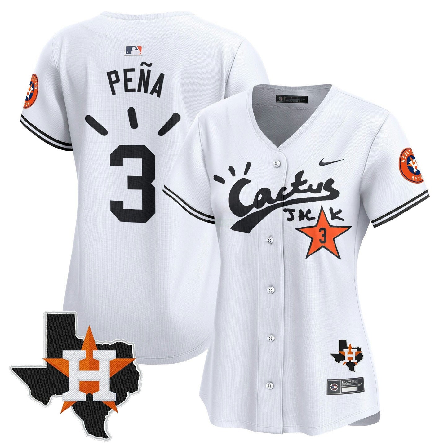 Camisa MLB Women’s Houston Cactus Jack Patch Vapor Premier Limited Jersey V10 – Stitched