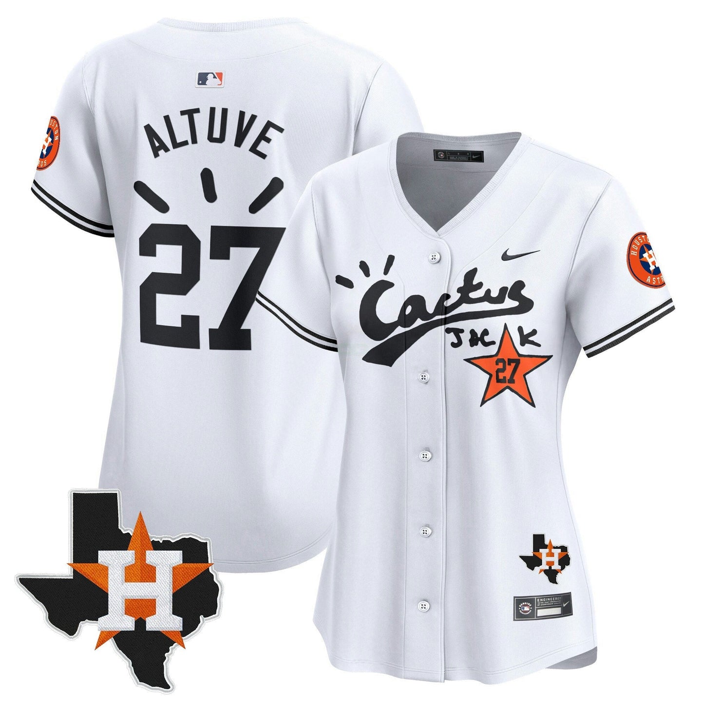 Camisa MLB Women’s Houston Cactus Jack Patch Vapor Premier Limited Jersey V10 – Stitched