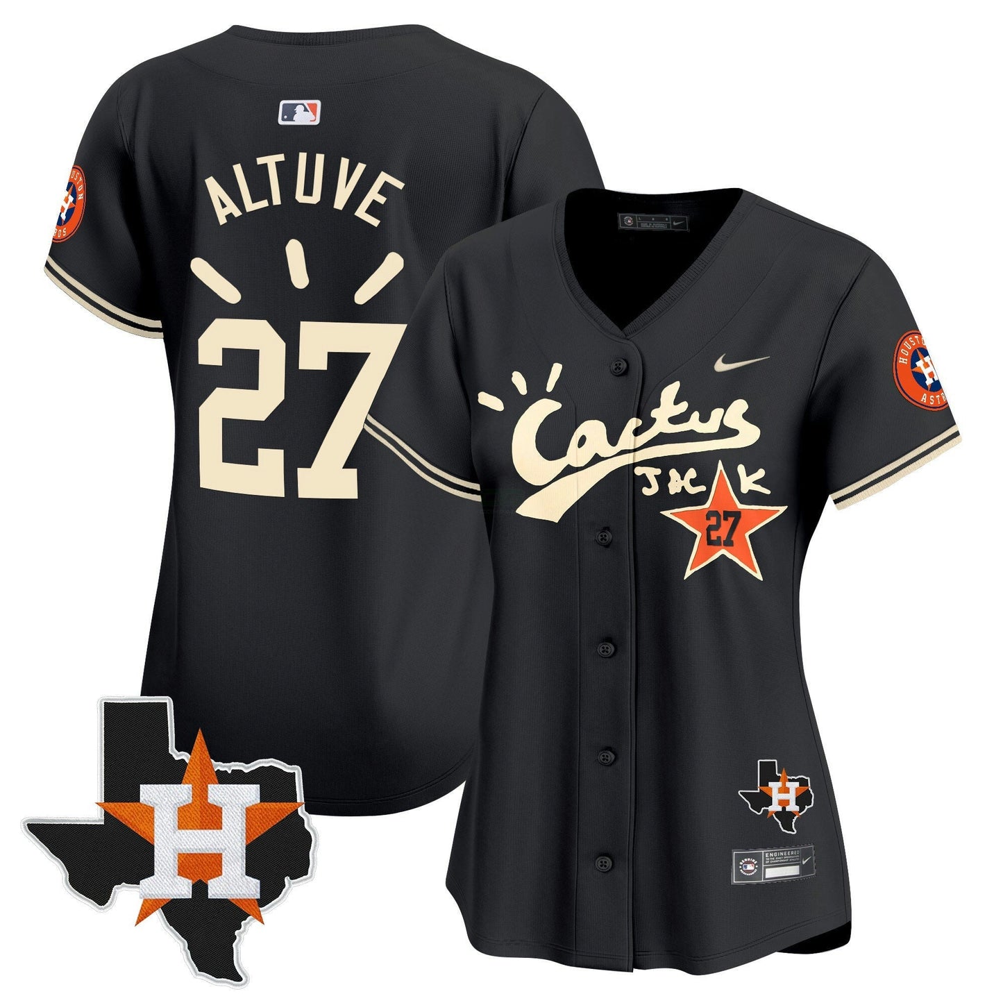 Camisa MLB Women’s Houston Cactus Jack Patch Vapor Premier Limited Jersey V10 – Stitched