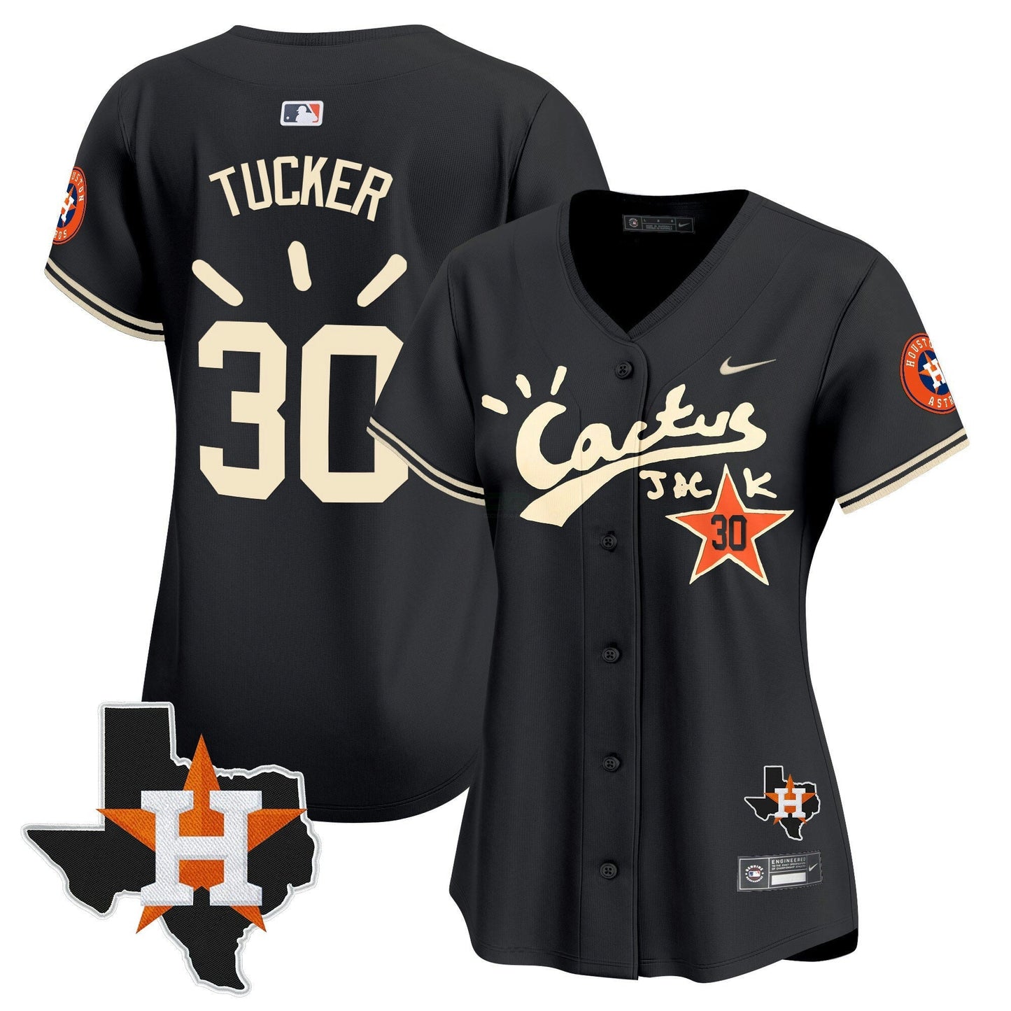 Camisa MLB Women’s Houston Cactus Jack Patch Vapor Premier Limited Jersey V10 – Stitched