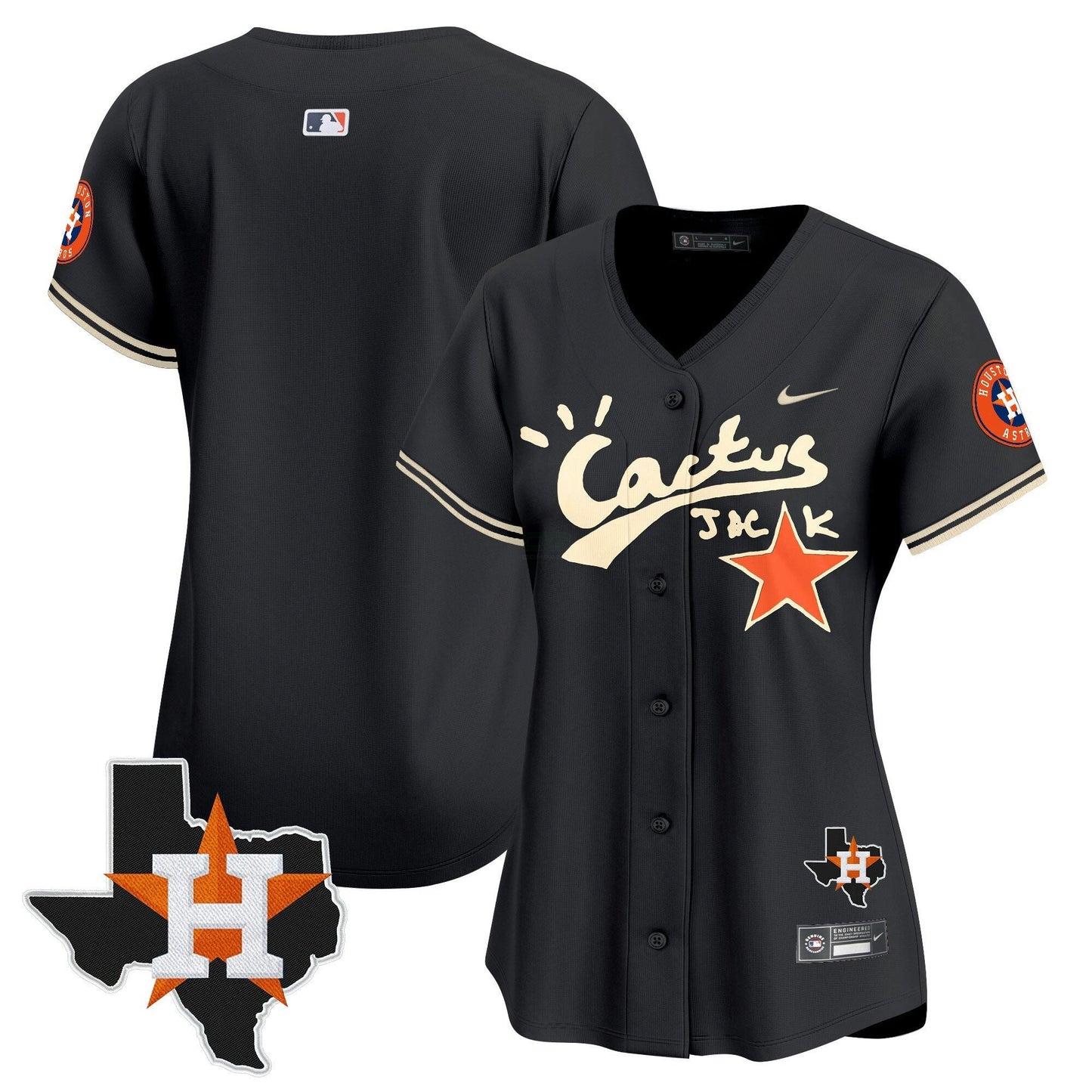 Camisa MLB Women’s Houston Cactus Jack Patch Vapor Premier Limited Jersey V10 – Stitched