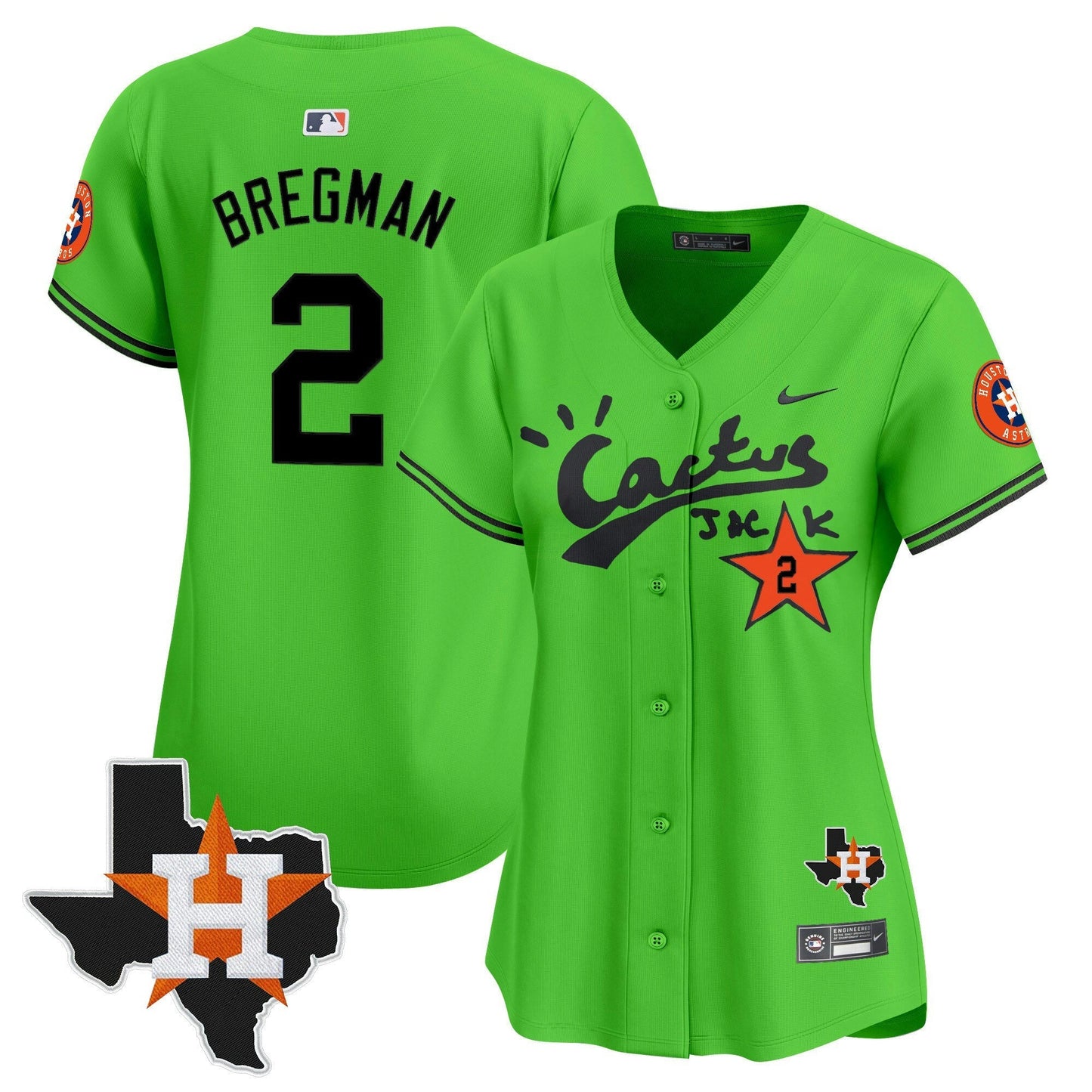 Camisa MLB Women’s Houston Cactus Jack Patch Vapor Premier Limited Jersey V11 – Stitched