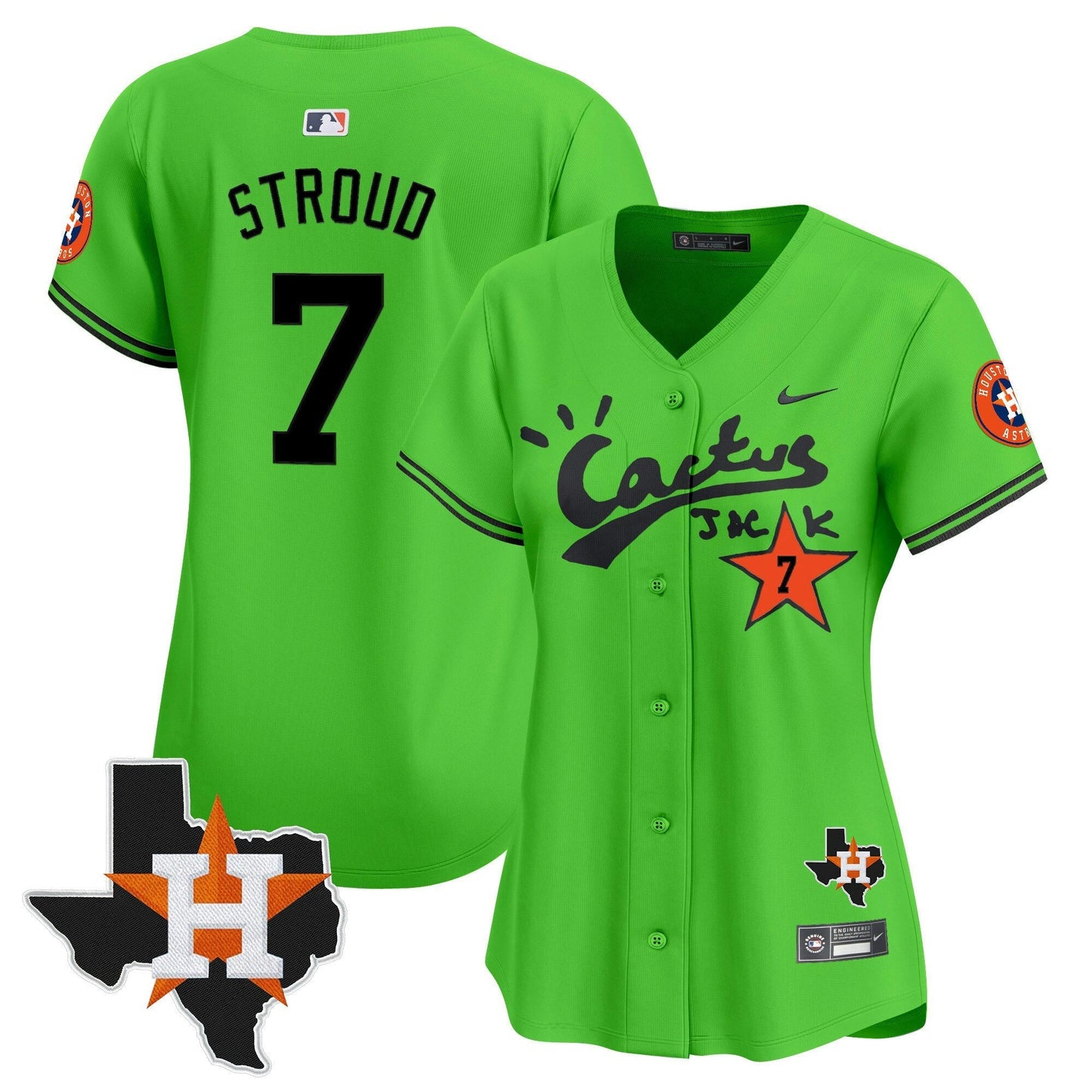 Camisa MLB Women’s Houston Cactus Jack Patch Vapor Premier Limited Jersey V11 – Stitched