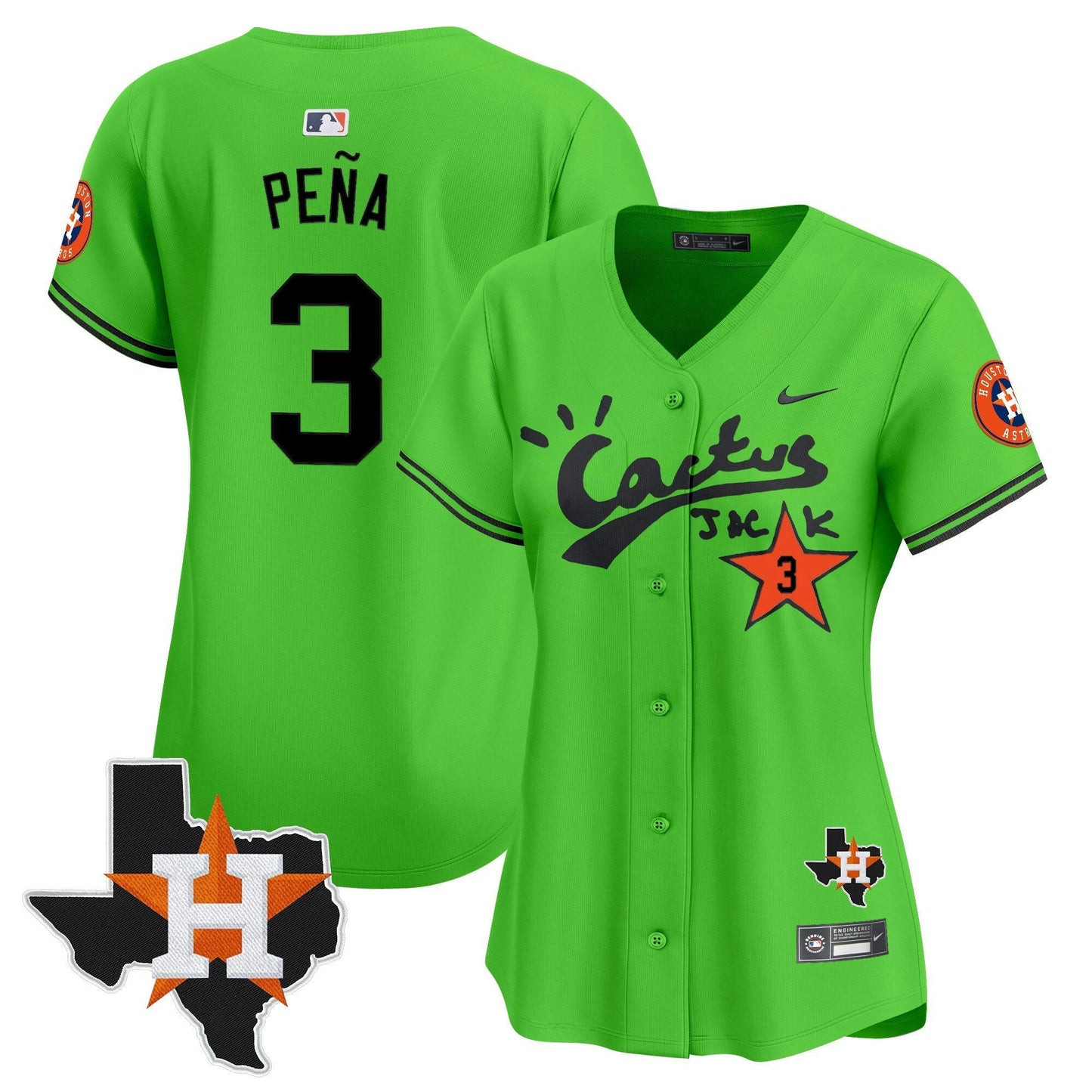 Camisa MLB Women’s Houston Cactus Jack Patch Vapor Premier Limited Jersey V11 – Stitched