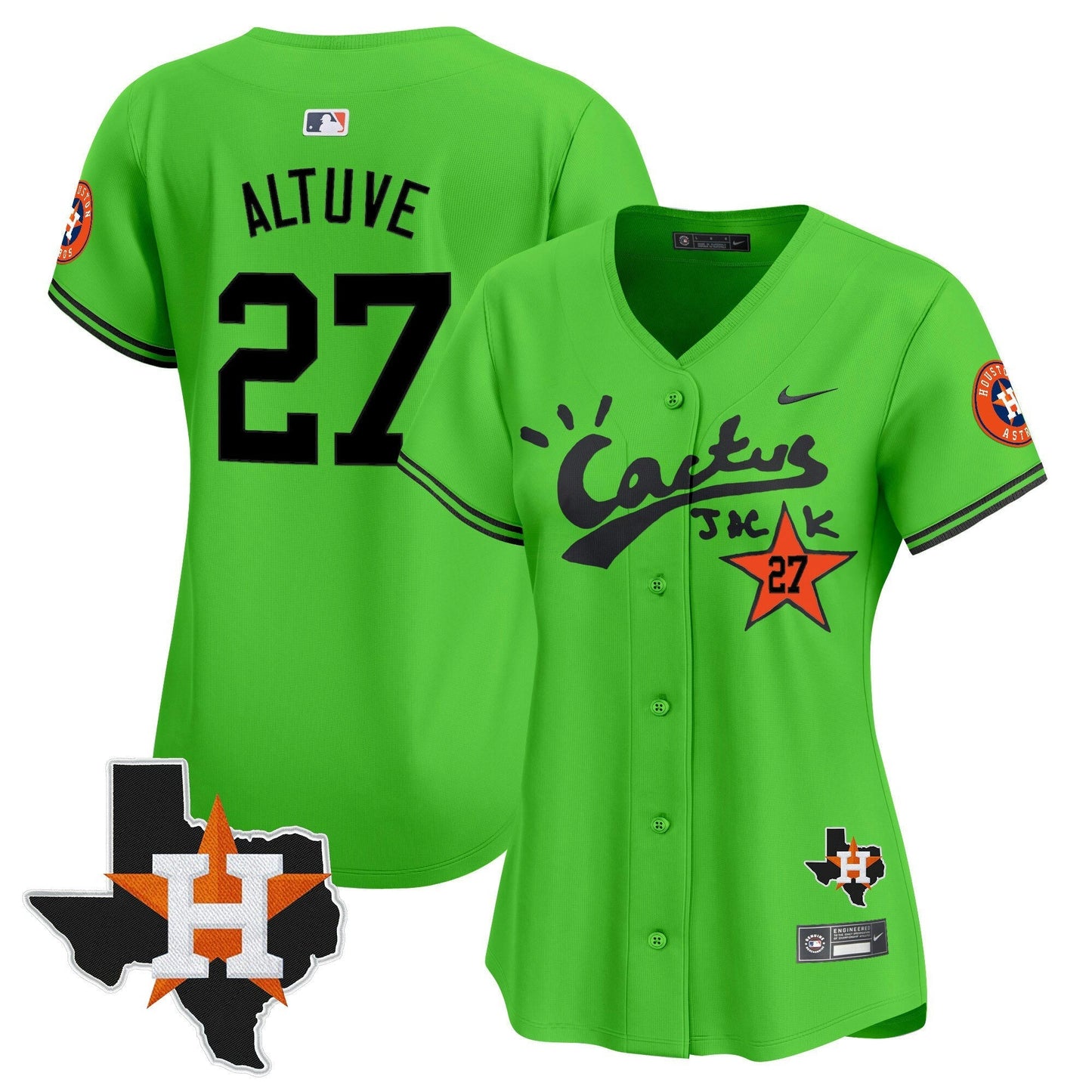 Camisa MLB Women’s Houston Cactus Jack Patch Vapor Premier Limited Jersey V11 – Stitched