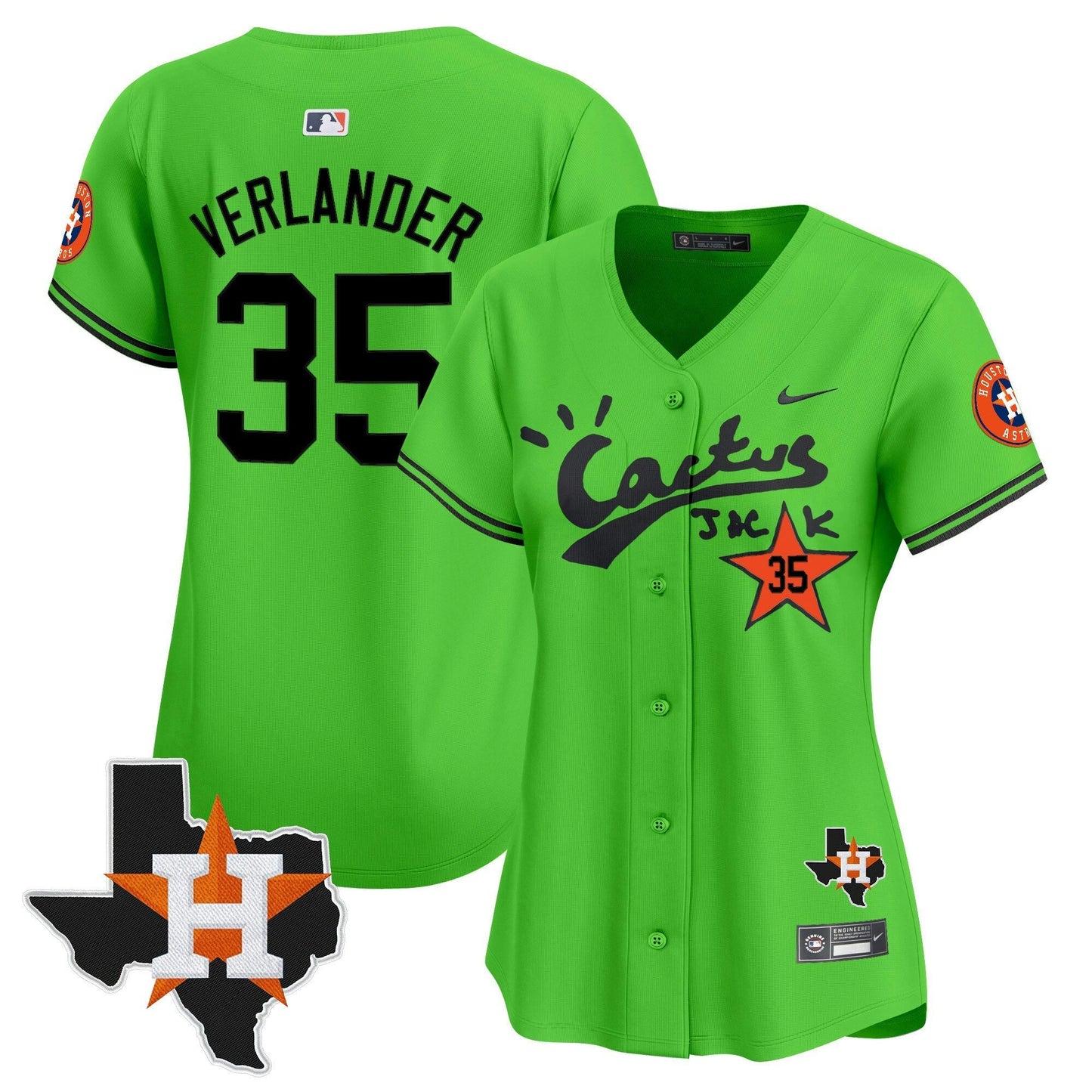 Camisa MLB Women’s Houston Cactus Jack Patch Vapor Premier Limited Jersey V11 – Stitched