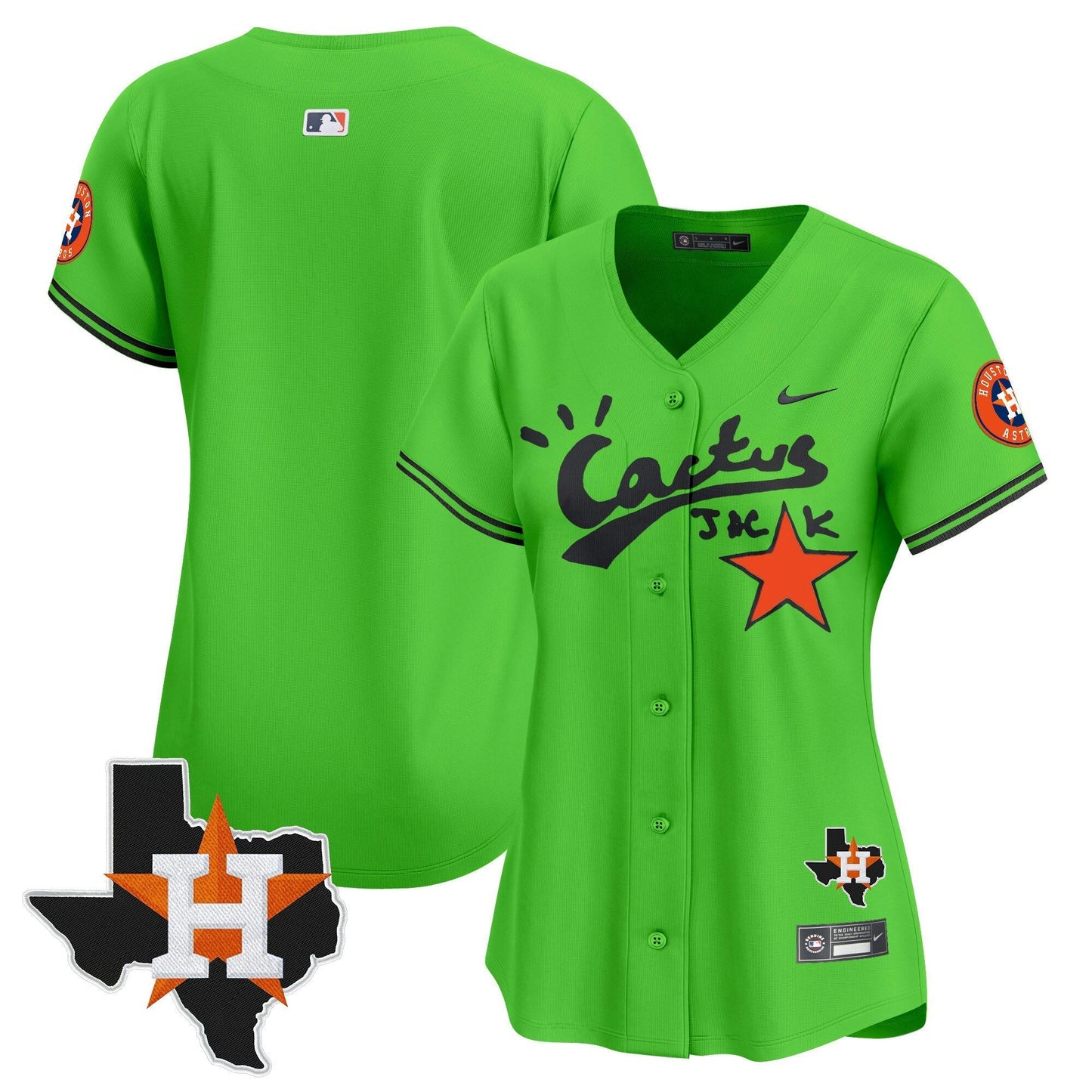 Camisa MLB Women’s Houston Cactus Jack Patch Vapor Premier Limited Jersey V11 – Stitched