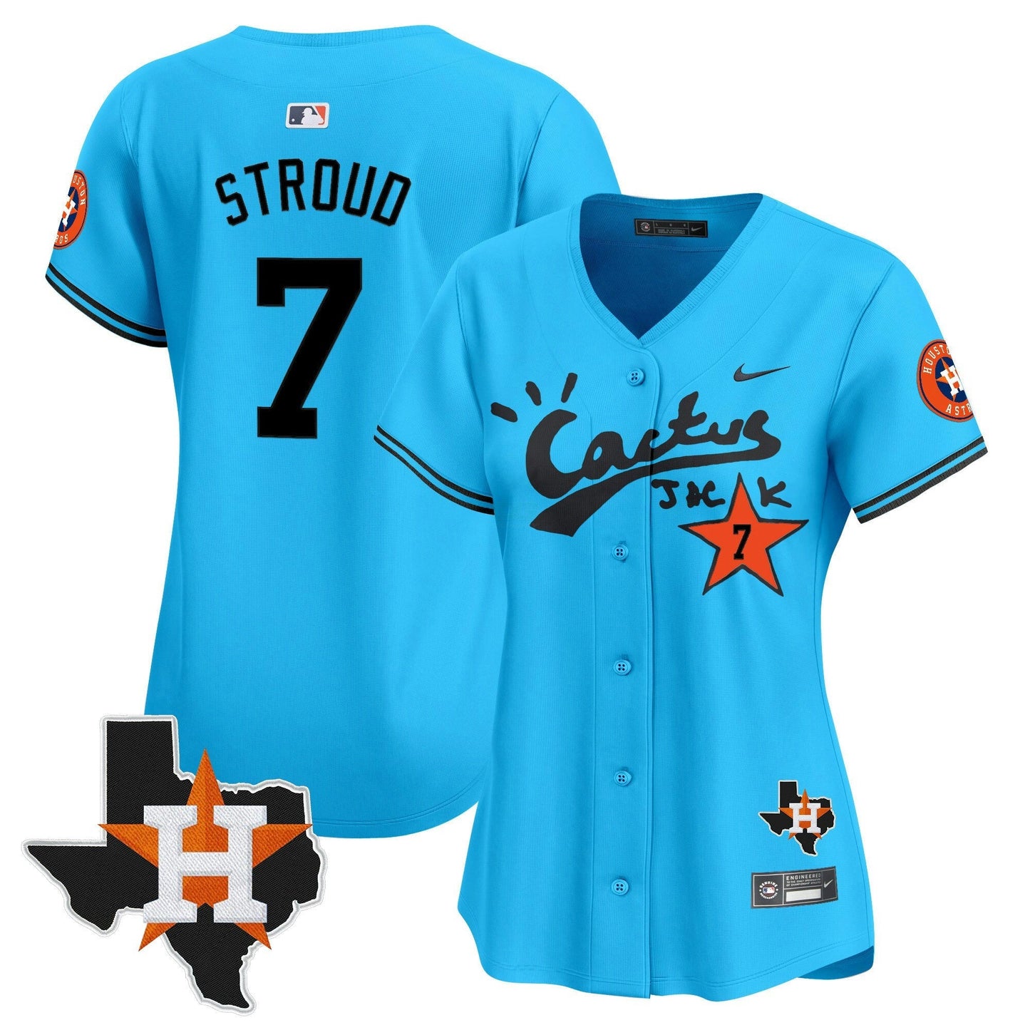 Camisa MLB Women’s Houston Cactus Jack Patch Vapor Premier Limited Jersey V11 – Stitched