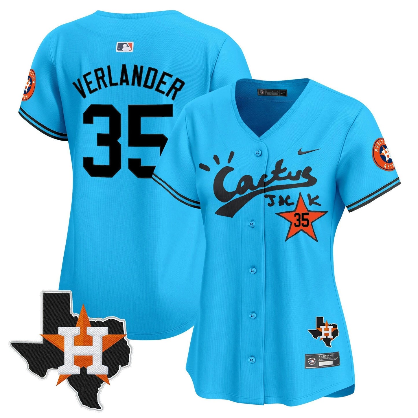 Camisa MLB Women’s Houston Cactus Jack Patch Vapor Premier Limited Jersey V11 – Stitched