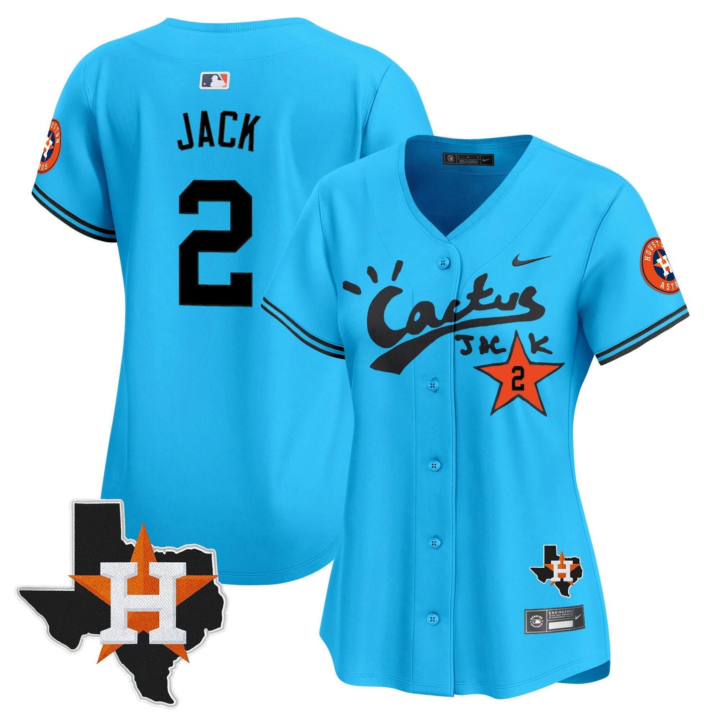 Camisa MLB Women’s Houston Cactus Jack Patch Vapor Premier Limited Jersey V11 – Stitched