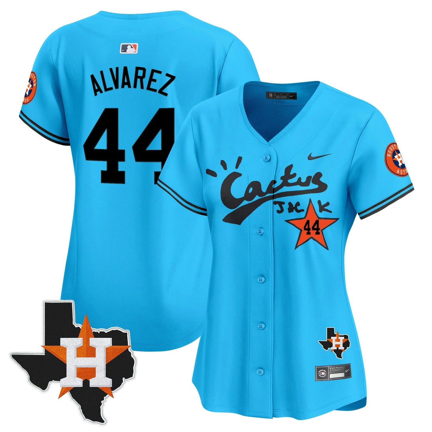Camisa MLB Women’s Houston Cactus Jack Patch Vapor Premier Limited Jersey V11 – Stitched