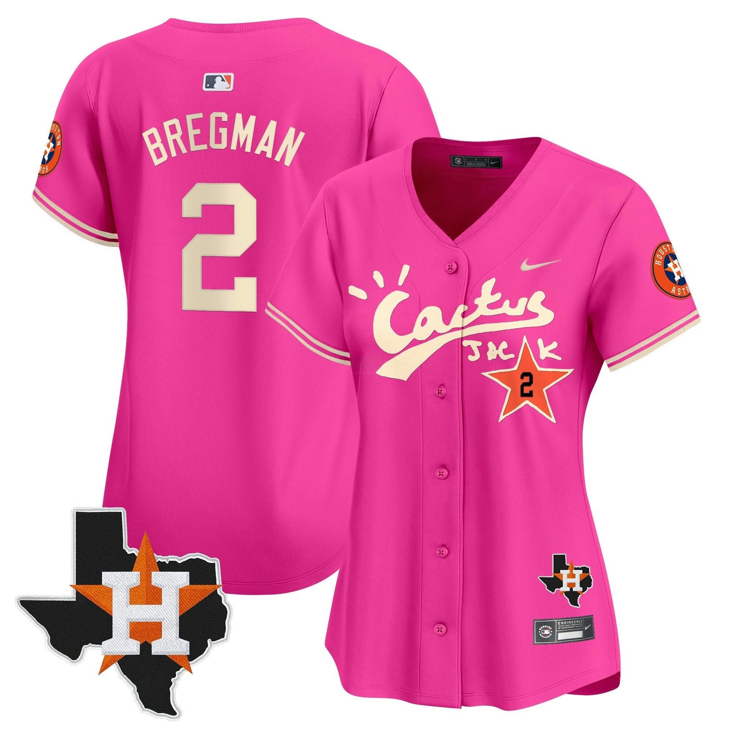 Camisa MLB Women’s Houston Cactus Jack Patch Vapor Premier Limited Jersey V11 – Stitched