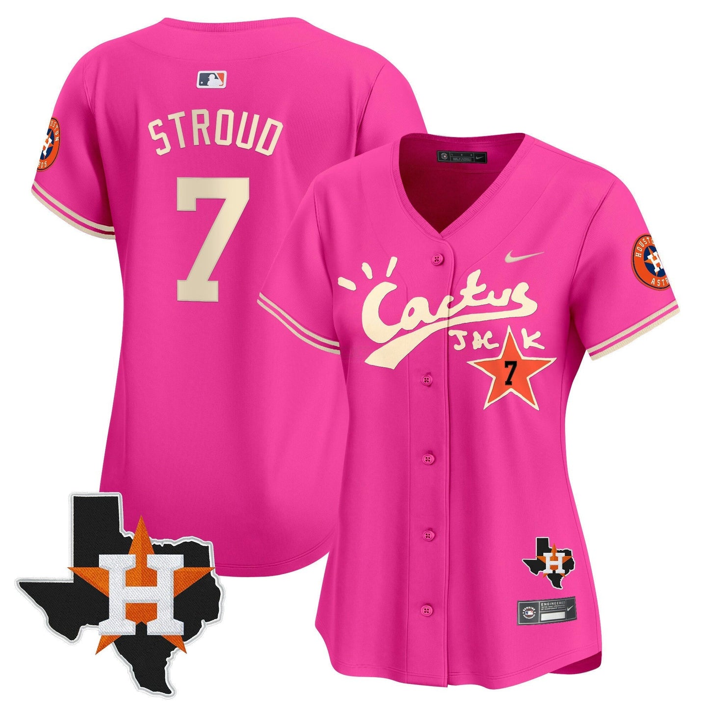 Camisa MLB Women’s Houston Cactus Jack Patch Vapor Premier Limited Jersey V11 – Stitched