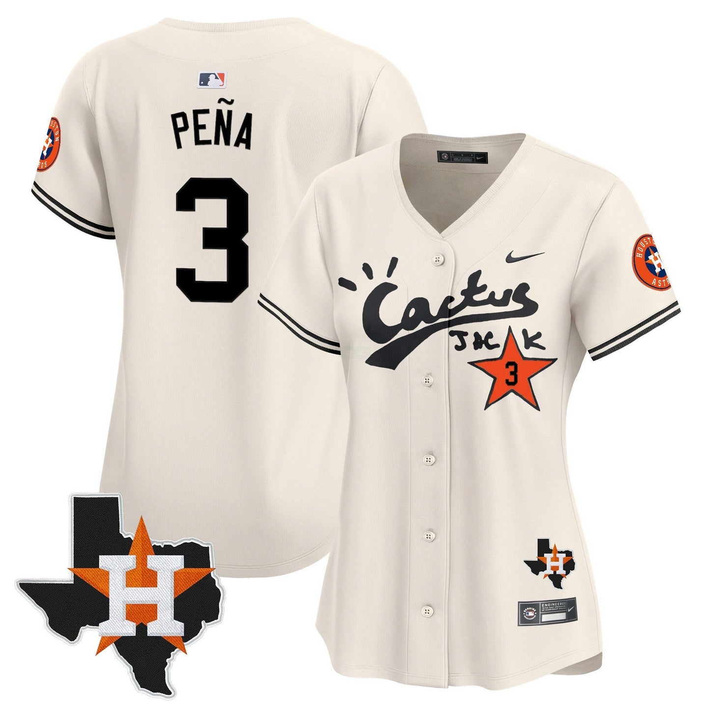 Camisa MLB Women’s Houston Cactus Jack Patch Vapor Premier Limited Jersey V11 – Stitched