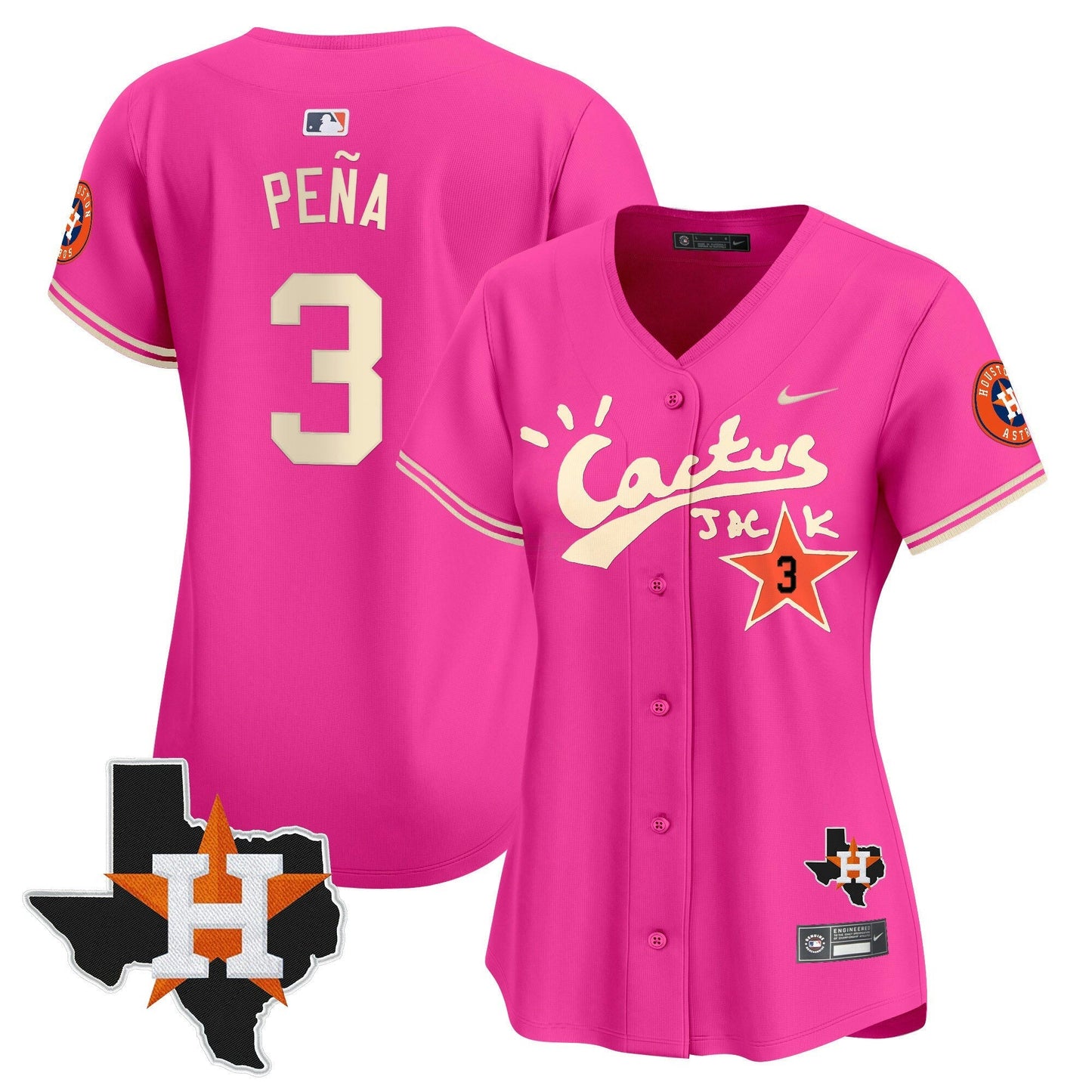 Camisa MLB Women’s Houston Cactus Jack Patch Vapor Premier Limited Jersey V11 – Stitched