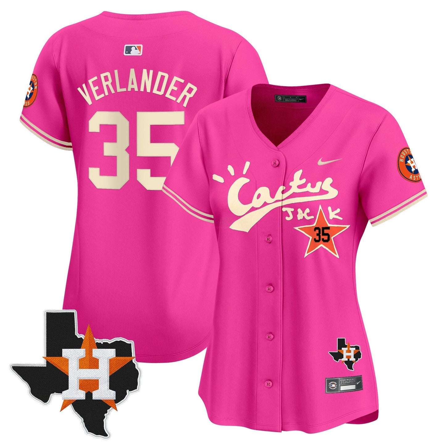 Camisa MLB Women’s Houston Cactus Jack Patch Vapor Premier Limited Jersey V11 – Stitched