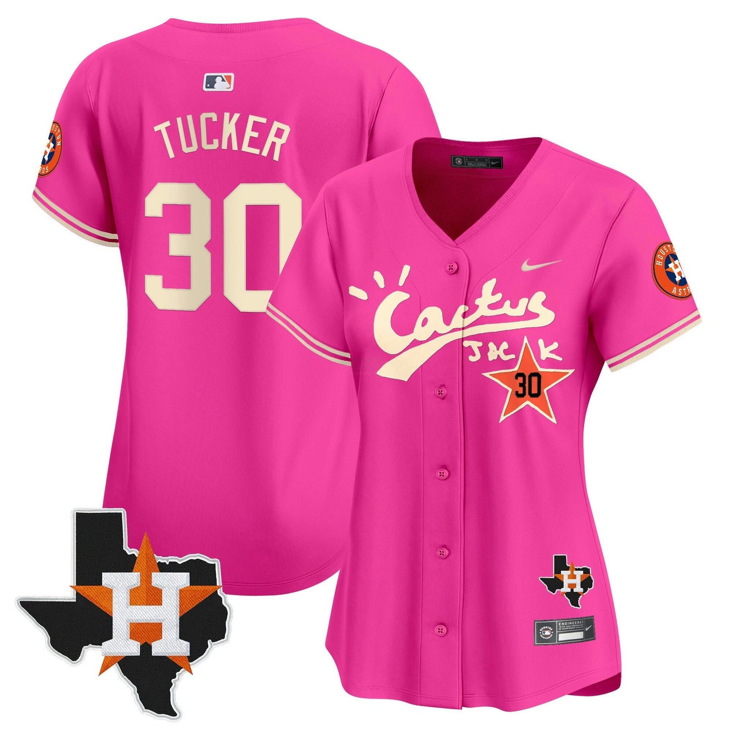 Camisa MLB Women’s Houston Cactus Jack Patch Vapor Premier Limited Jersey V11 – Stitched