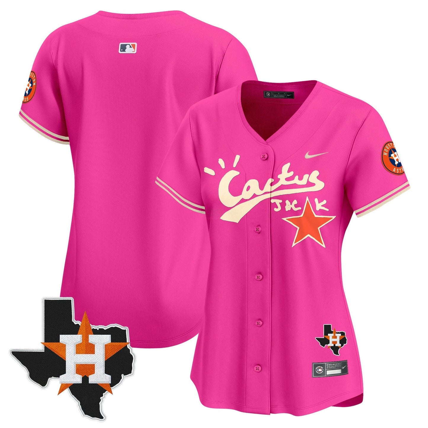 Camisa MLB Women’s Houston Cactus Jack Patch Vapor Premier Limited Jersey V11 – Stitched