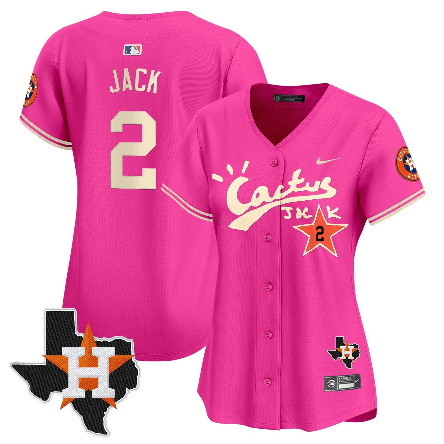Camisa MLB Women’s Houston Cactus Jack Patch Vapor Premier Limited Jersey V11 – Stitched