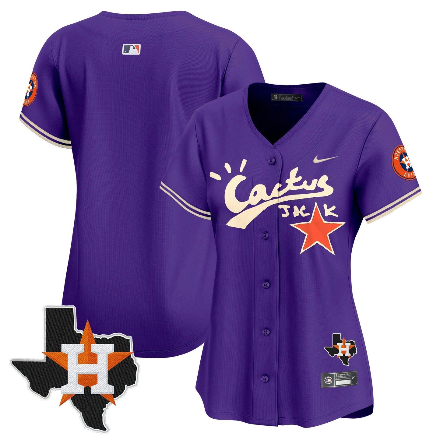Camisa MLB Women’s Houston Cactus Jack Patch Vapor Premier Limited Jersey V11 – Stitched