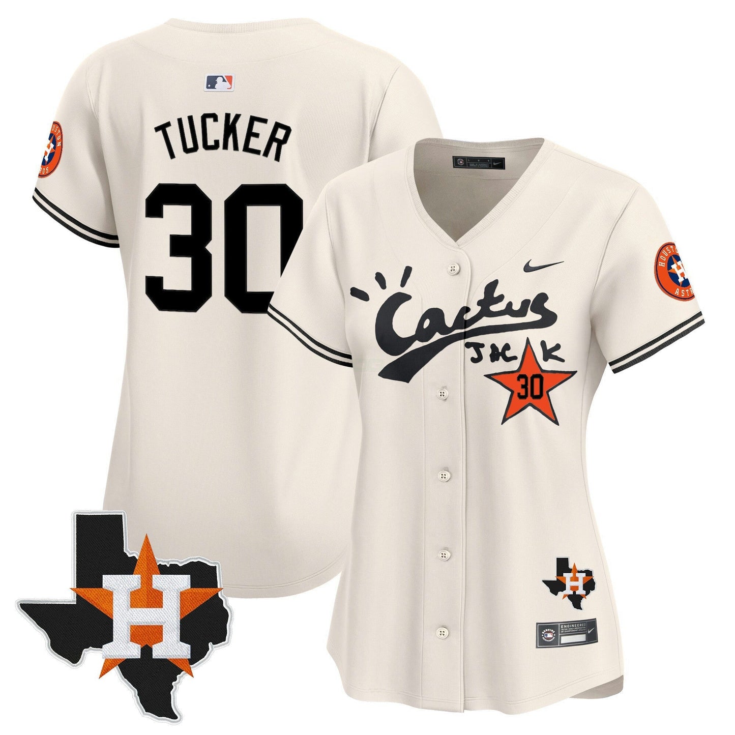 Camisa MLB Women’s Houston Cactus Jack Patch Vapor Premier Limited Jersey V11 – Stitched